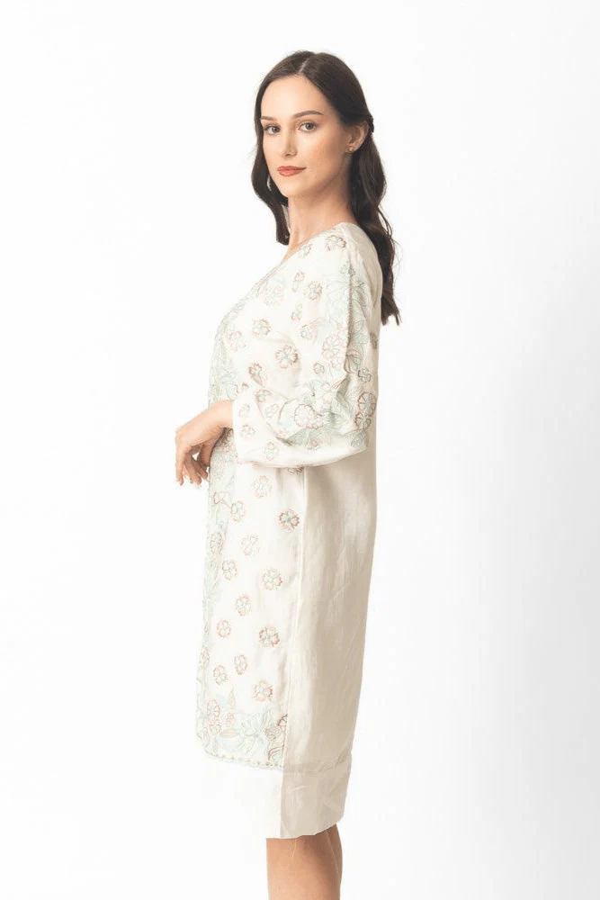 Midi Dress with Floral Hand Embroidery - Image 6