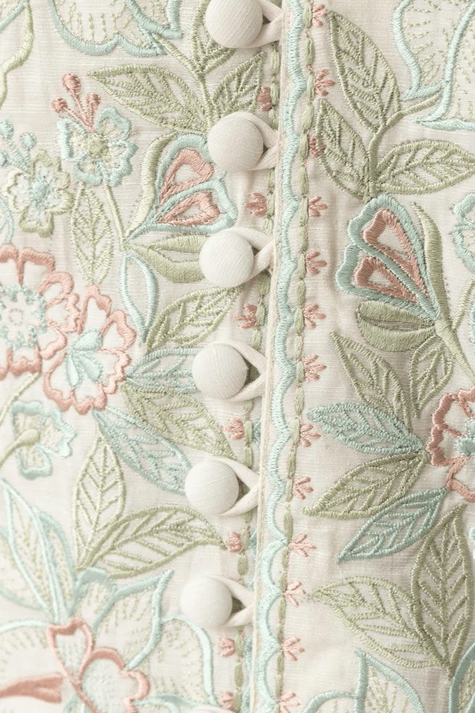 Midi Dress with Floral Hand Embroidery - Image 7