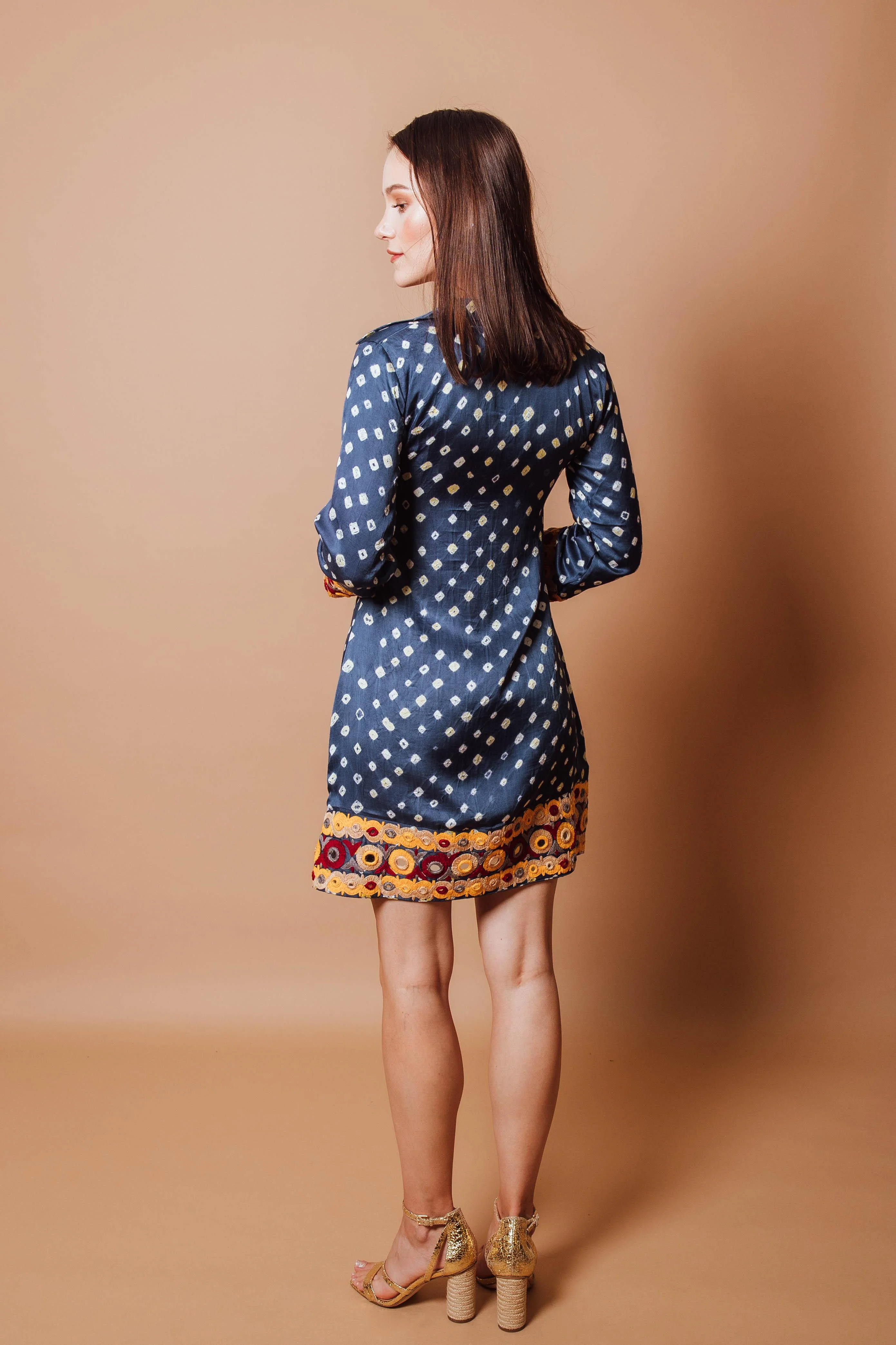Blue Blazer Dress with Hand Embroidery - Image 2