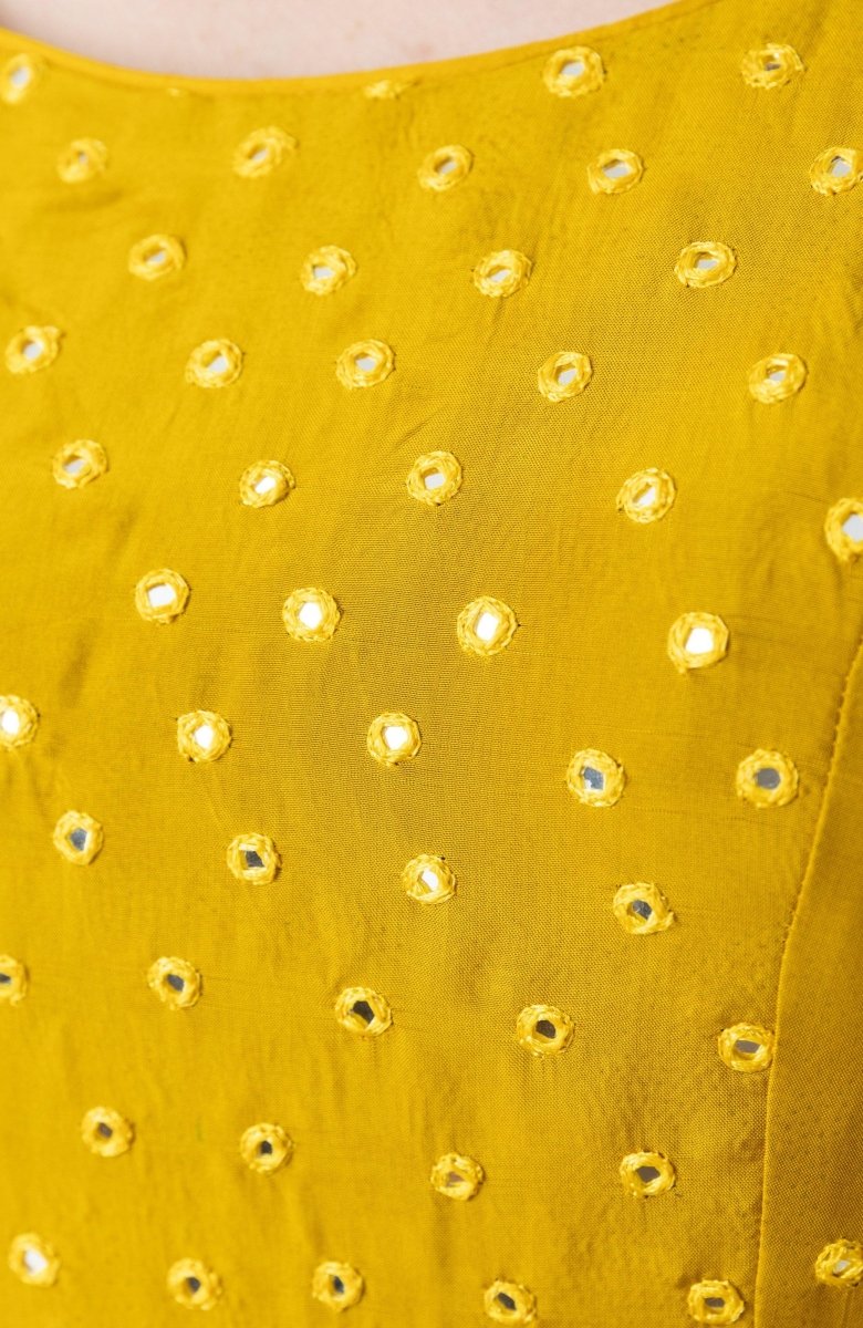Yellow Dress with Mirror Embroidery - Image 3