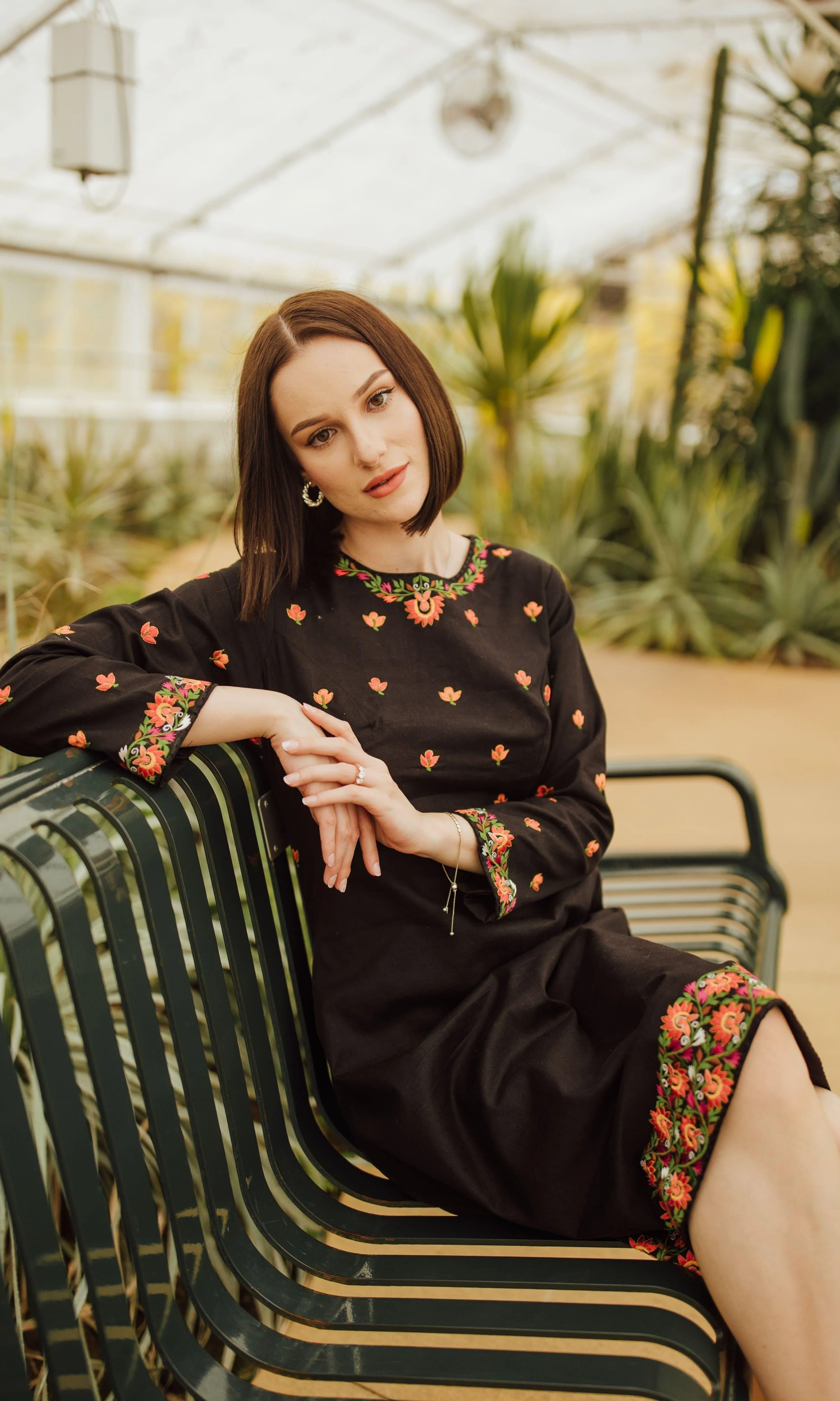 Leila Black Midi Dress with Embroidery - Image 3