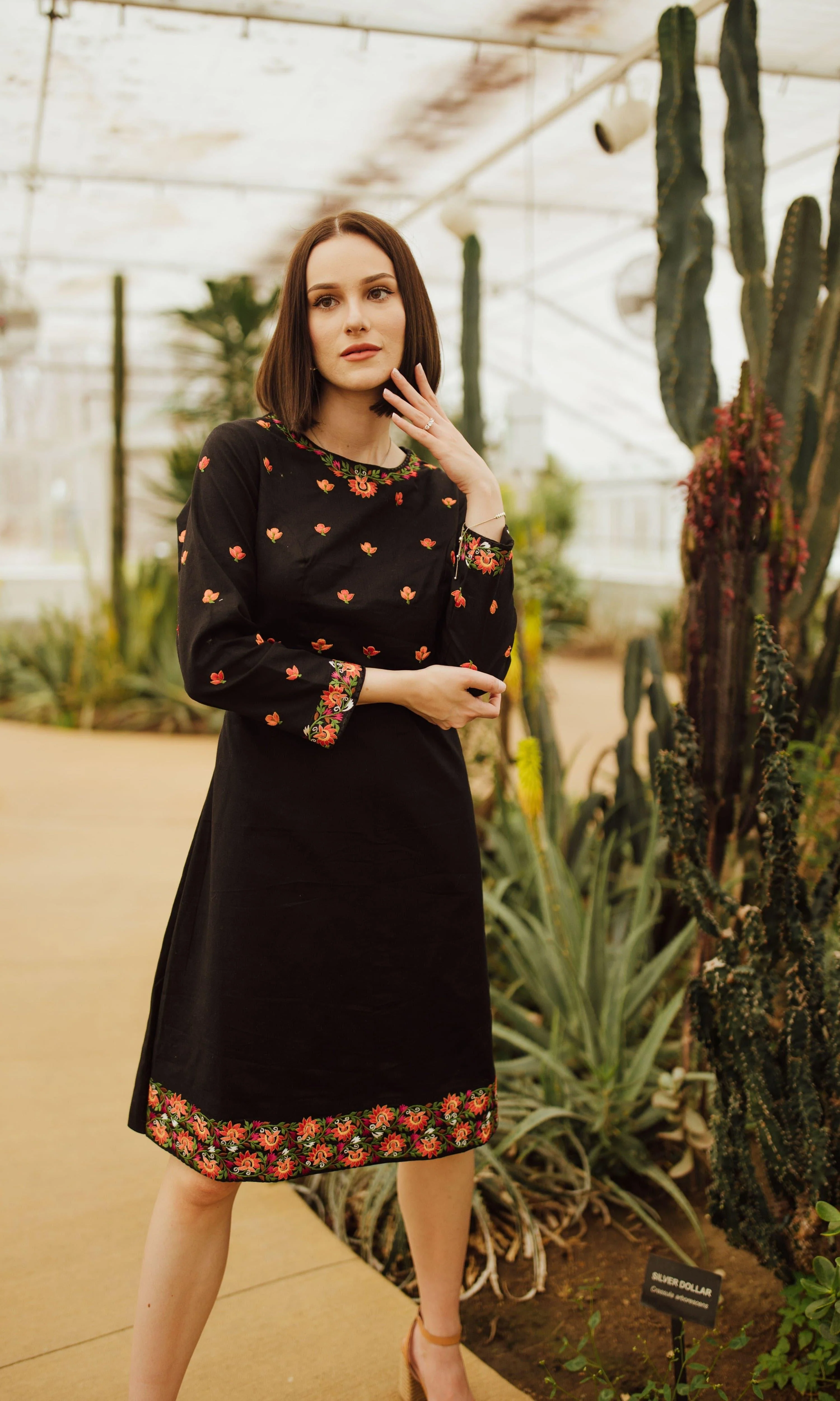 Leila Black Midi Dress with Embroidery - Image 4