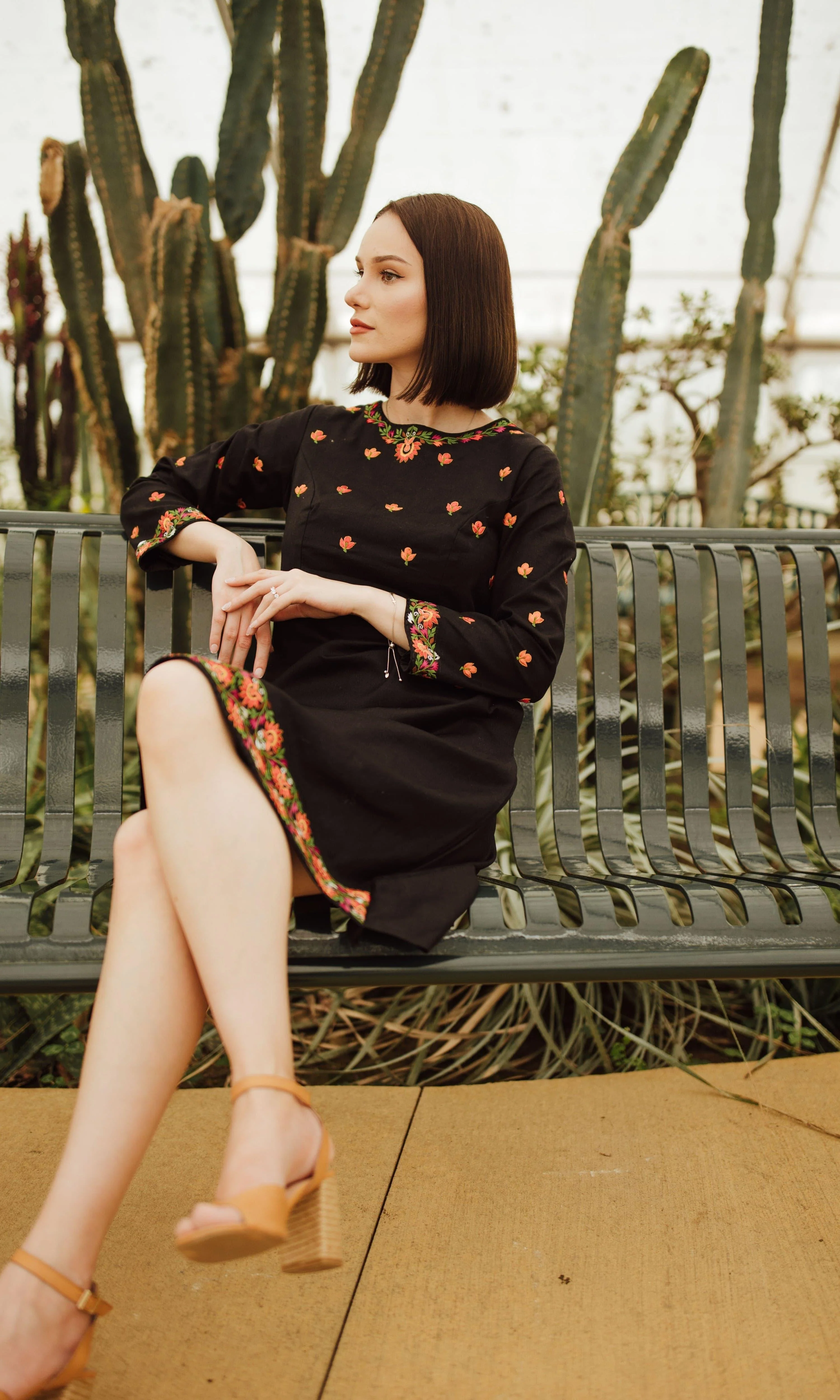 Leila Black Midi Dress with Embroidery - Image 5
