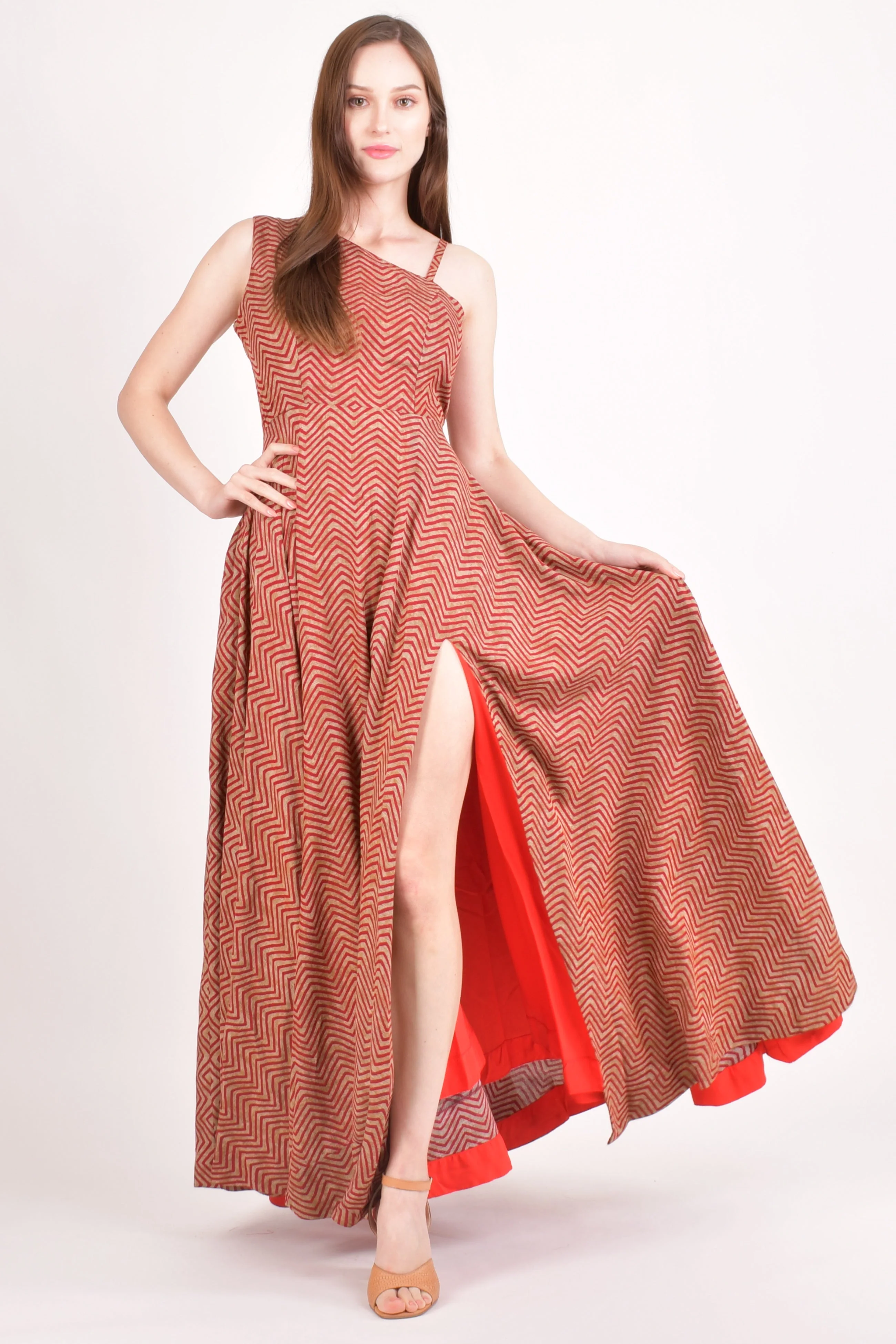 Orange Cotton Maxi Dress - Image 5