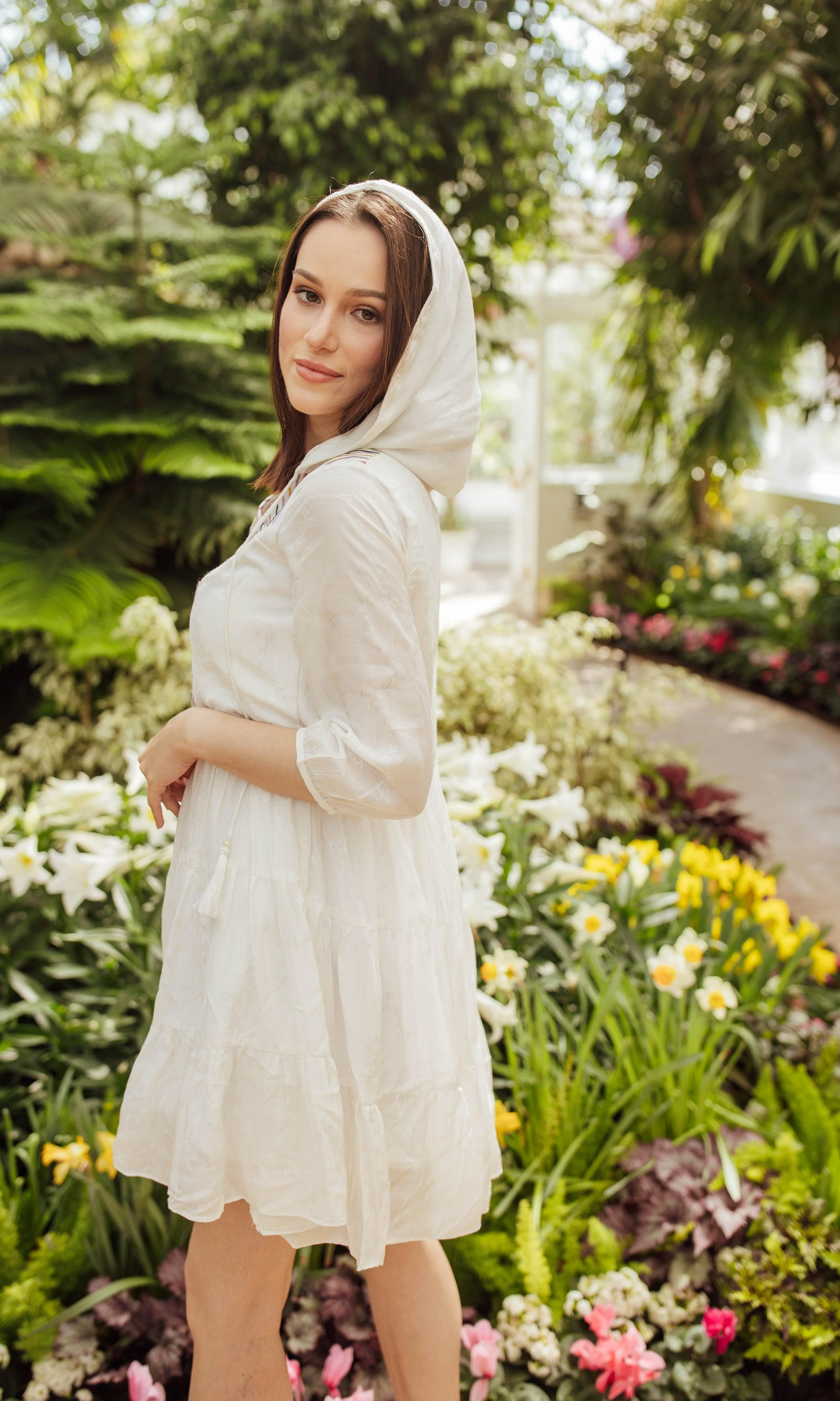 White Short Dress With Hood - Image 2