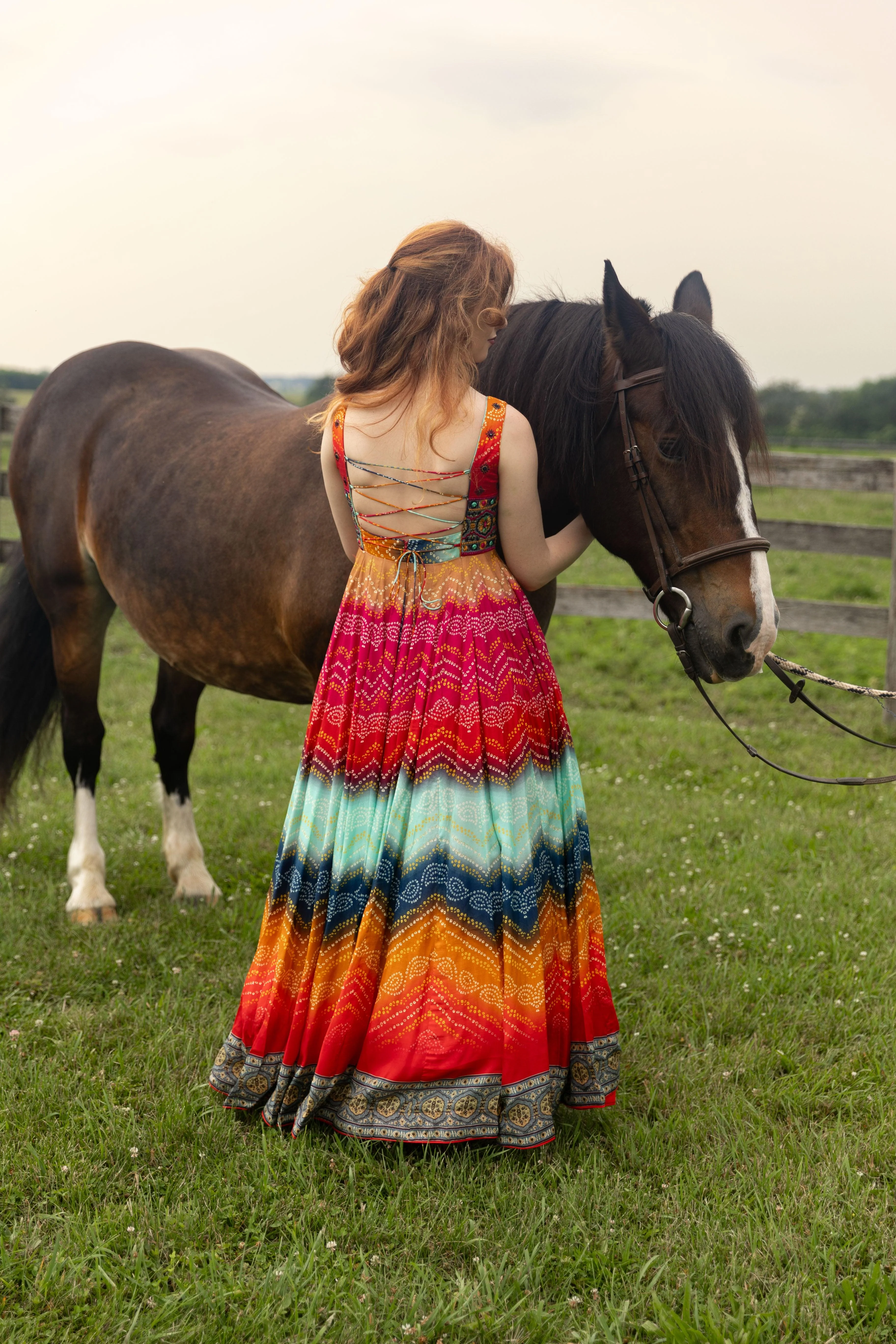Long Dress with Bandhani Print for Weddings and Festivals - Image 2