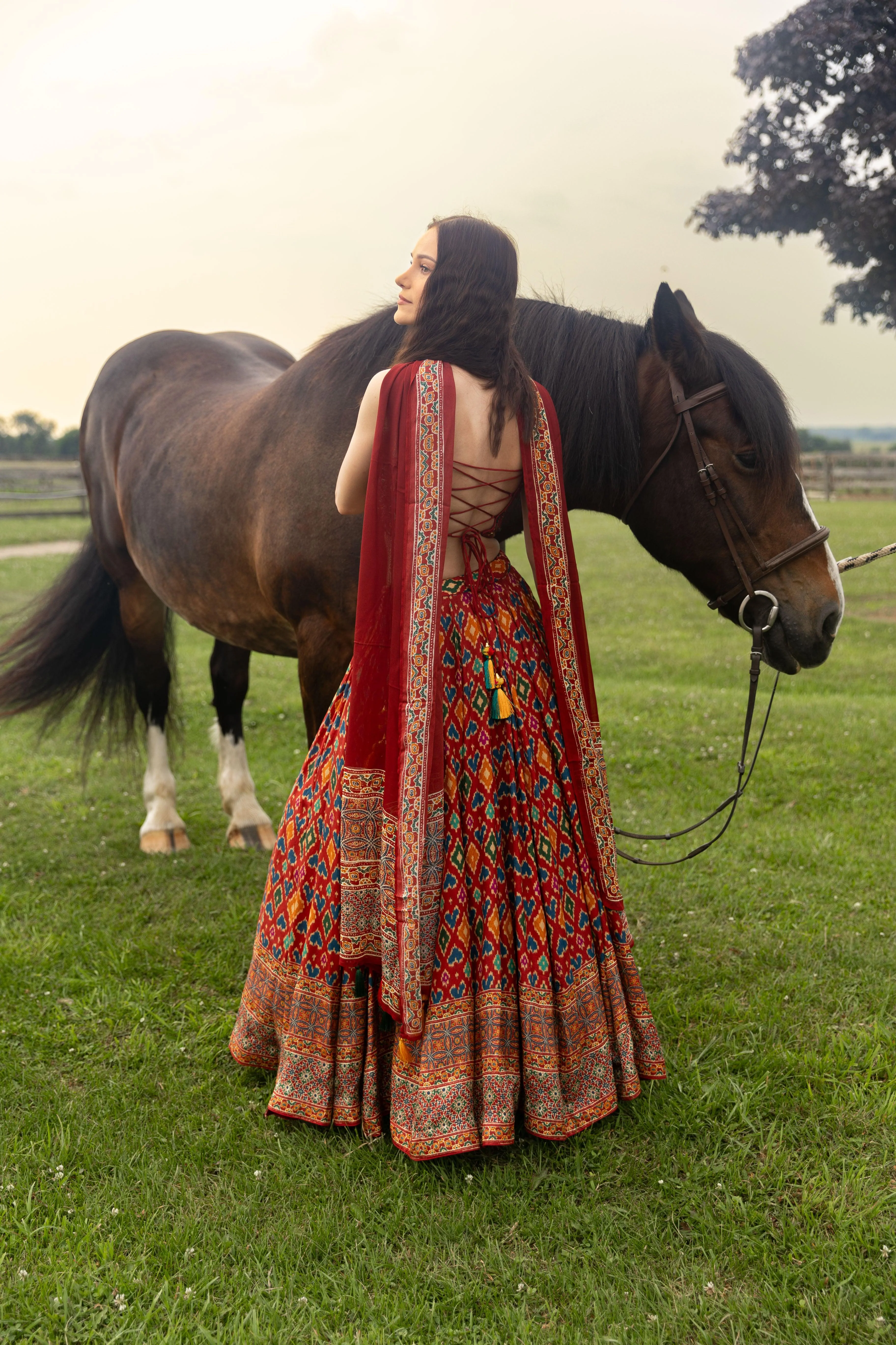 Red Patola Print Lehenga Choli Set - Image 2