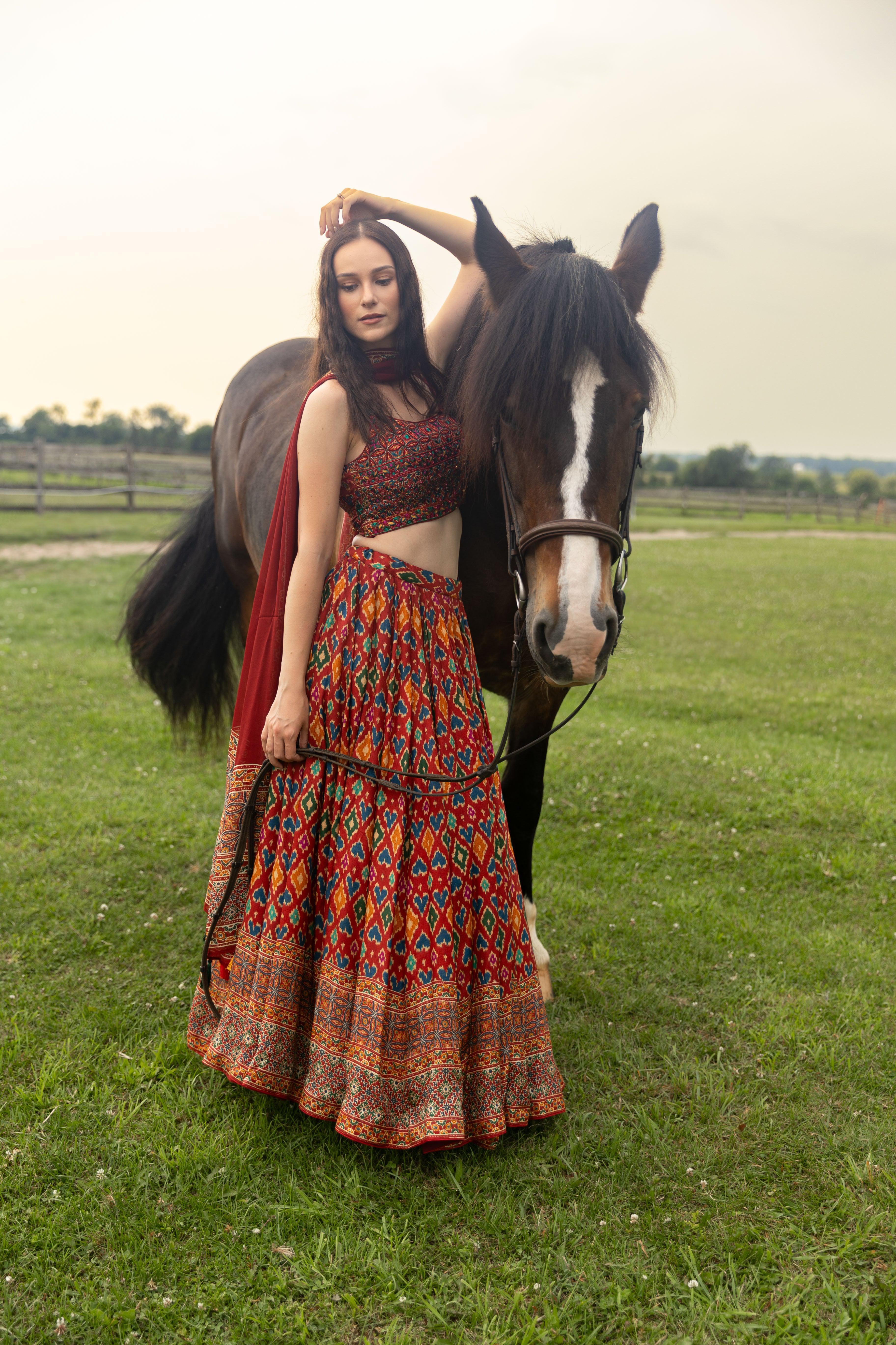 Red Patola Print Lehenga Choli Set - Image 6