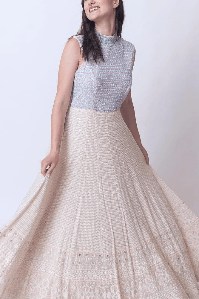 Manya Beige Gown Hand Embroidery - Image 5