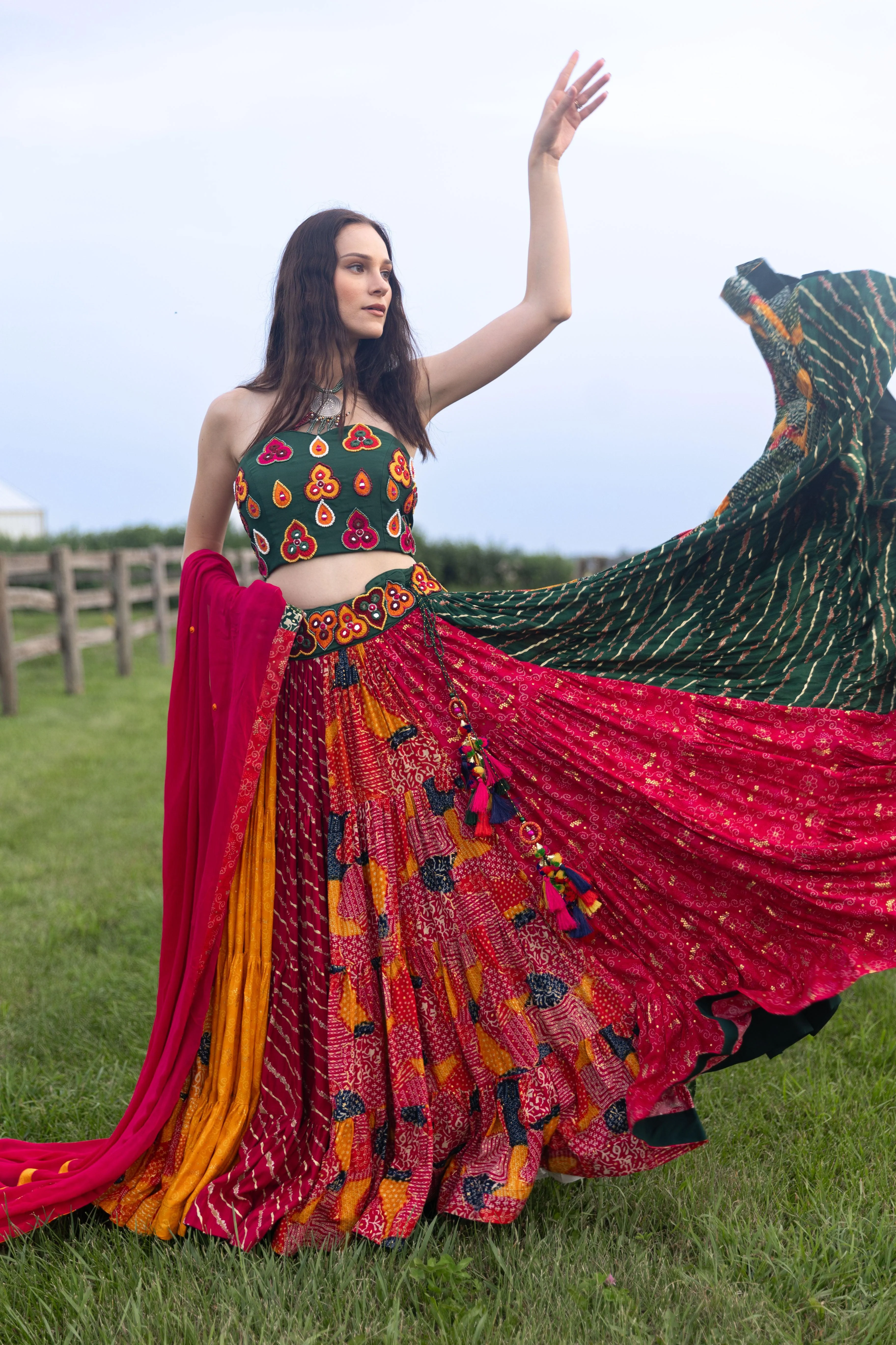 Necklace Top Multi Color Full Flare Chaniya Choli Set