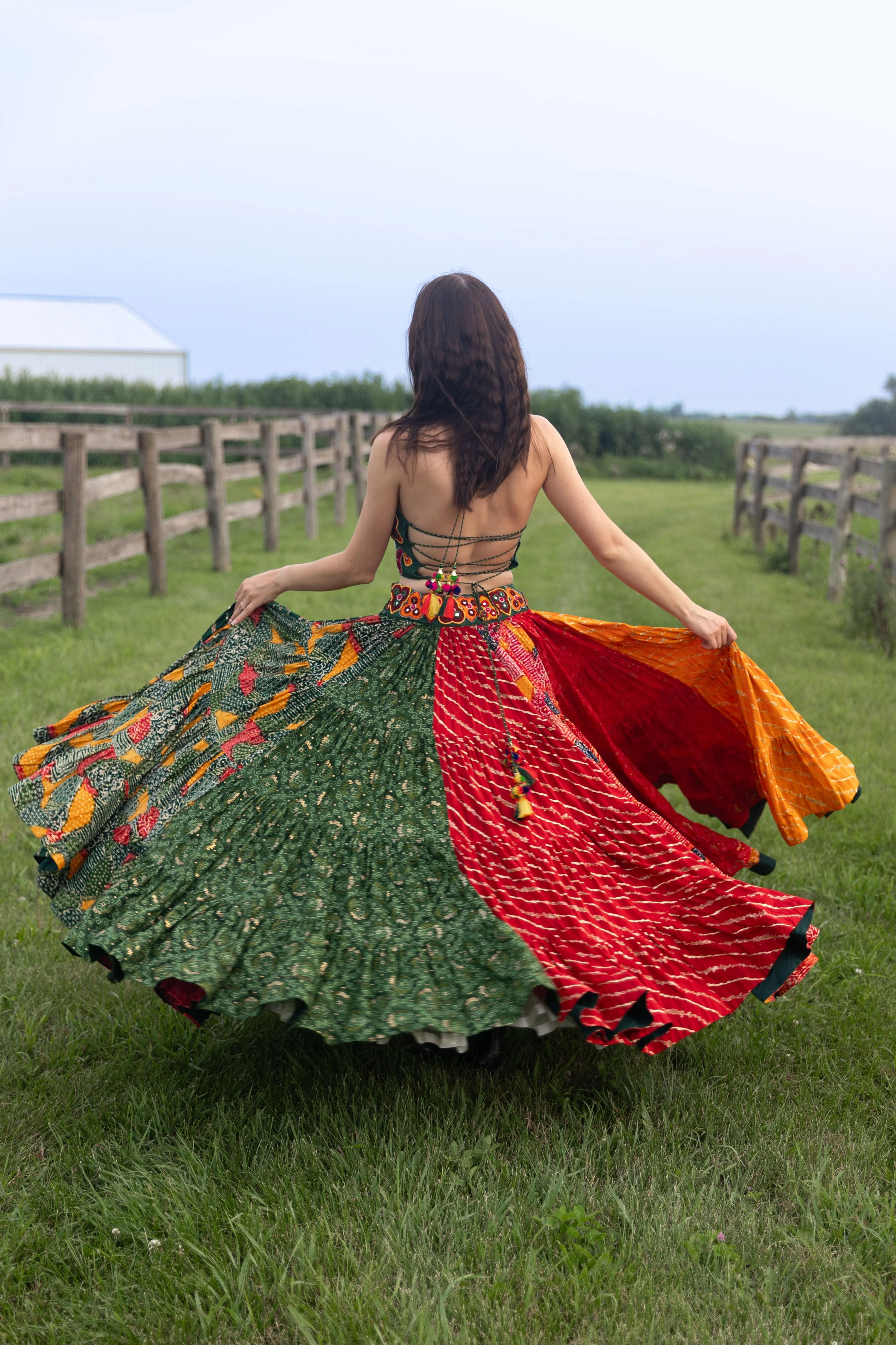 Necklace Top Multi Color Full Flare Chaniya Choli Set - Image 2
