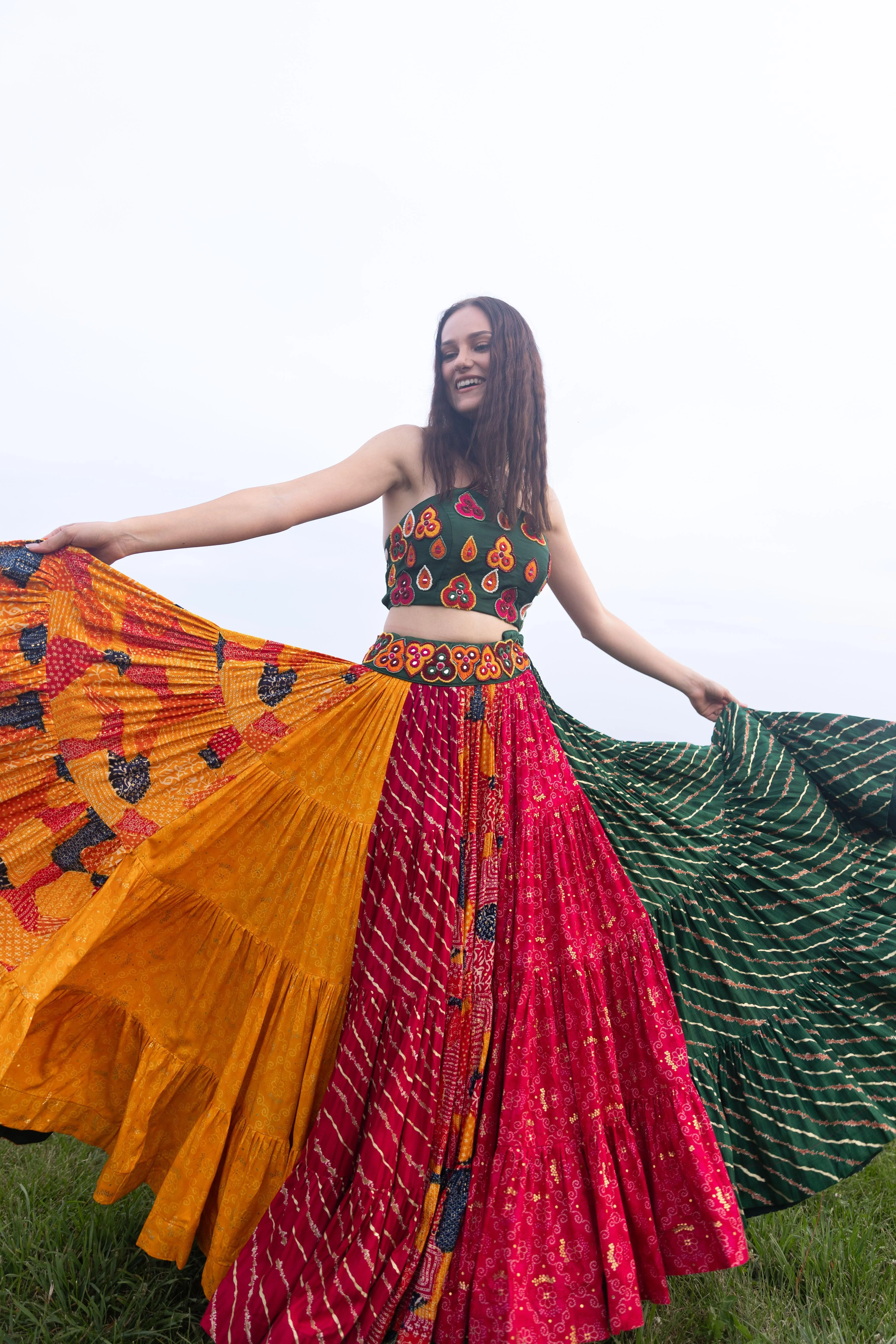 Necklace Top Multi Color Full Flare Chaniya Choli Set - Image 4