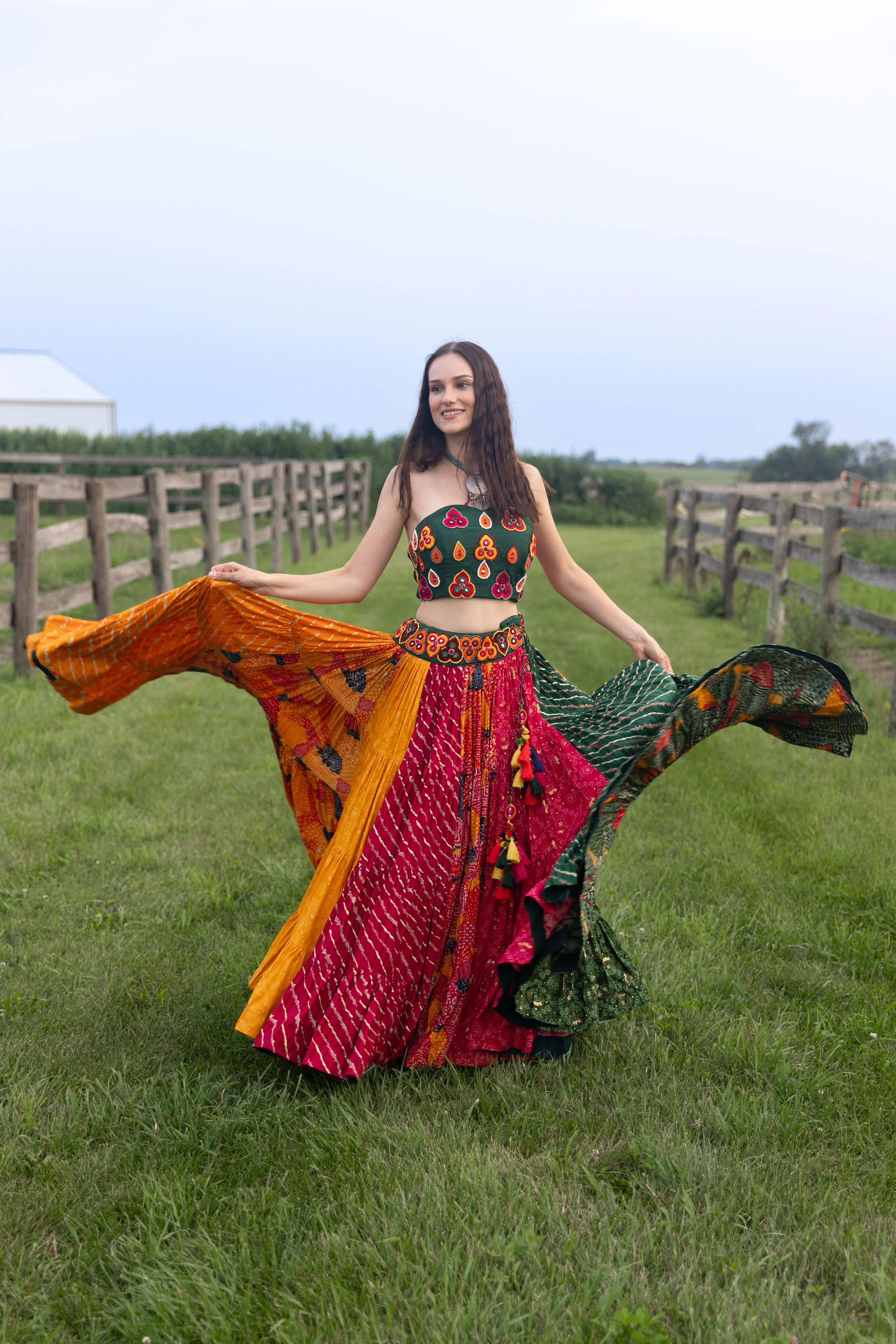Necklace Top Multi Color Full Flare Chaniya Choli Set - Image 7
