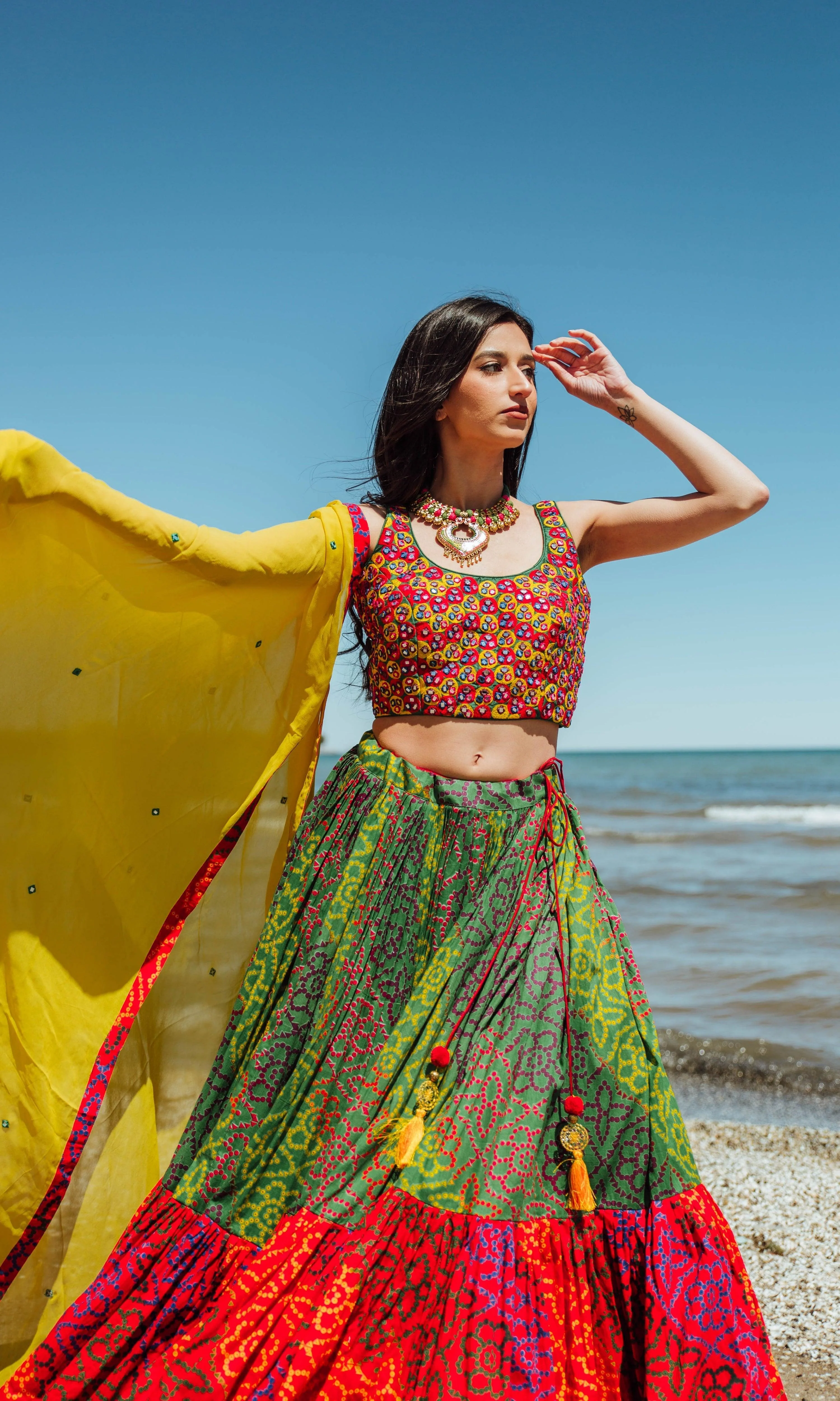 Tropical Full Flare Bandhej Chaniya Choli - Image 4