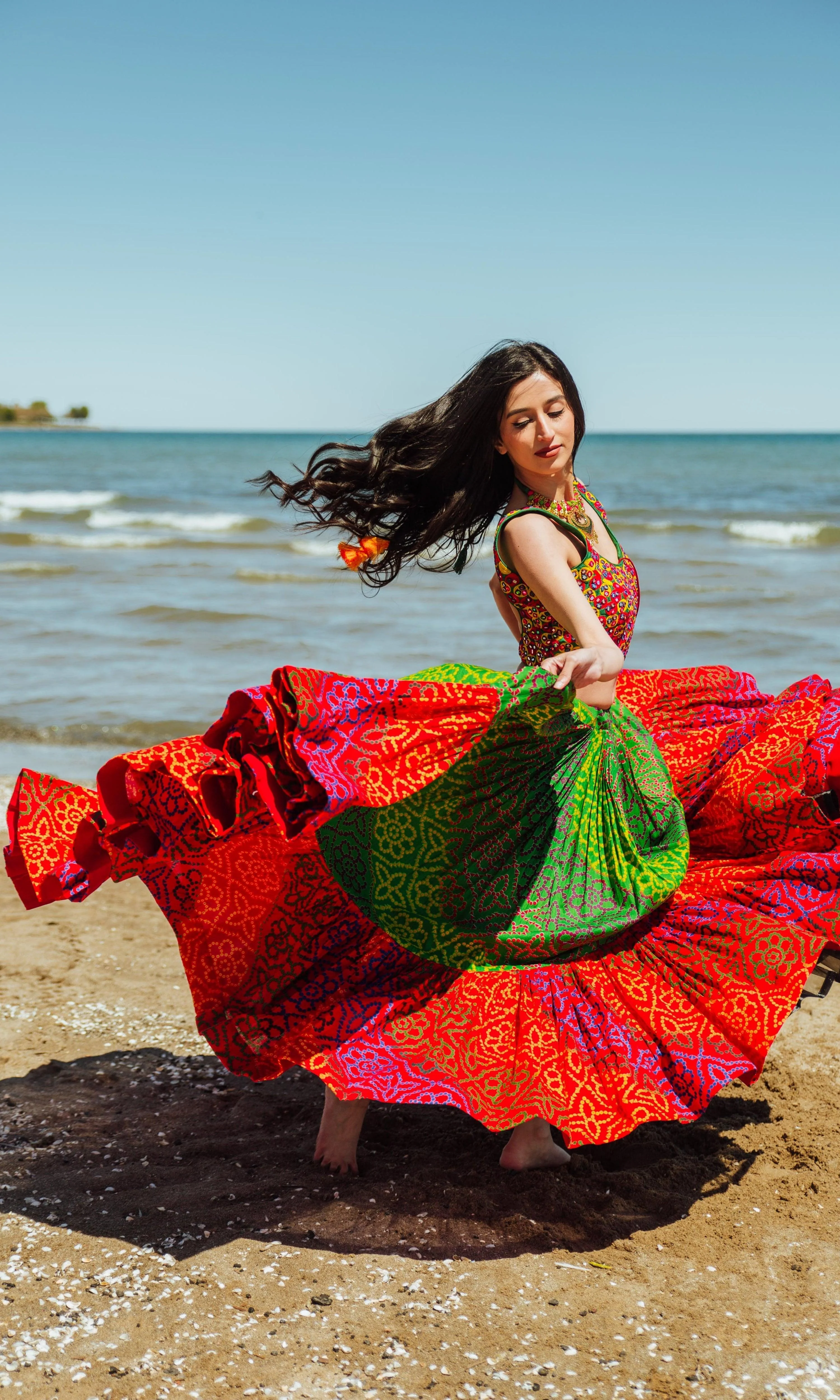 Tropical Full Flare Bandhej Chaniya Choli - Image 5