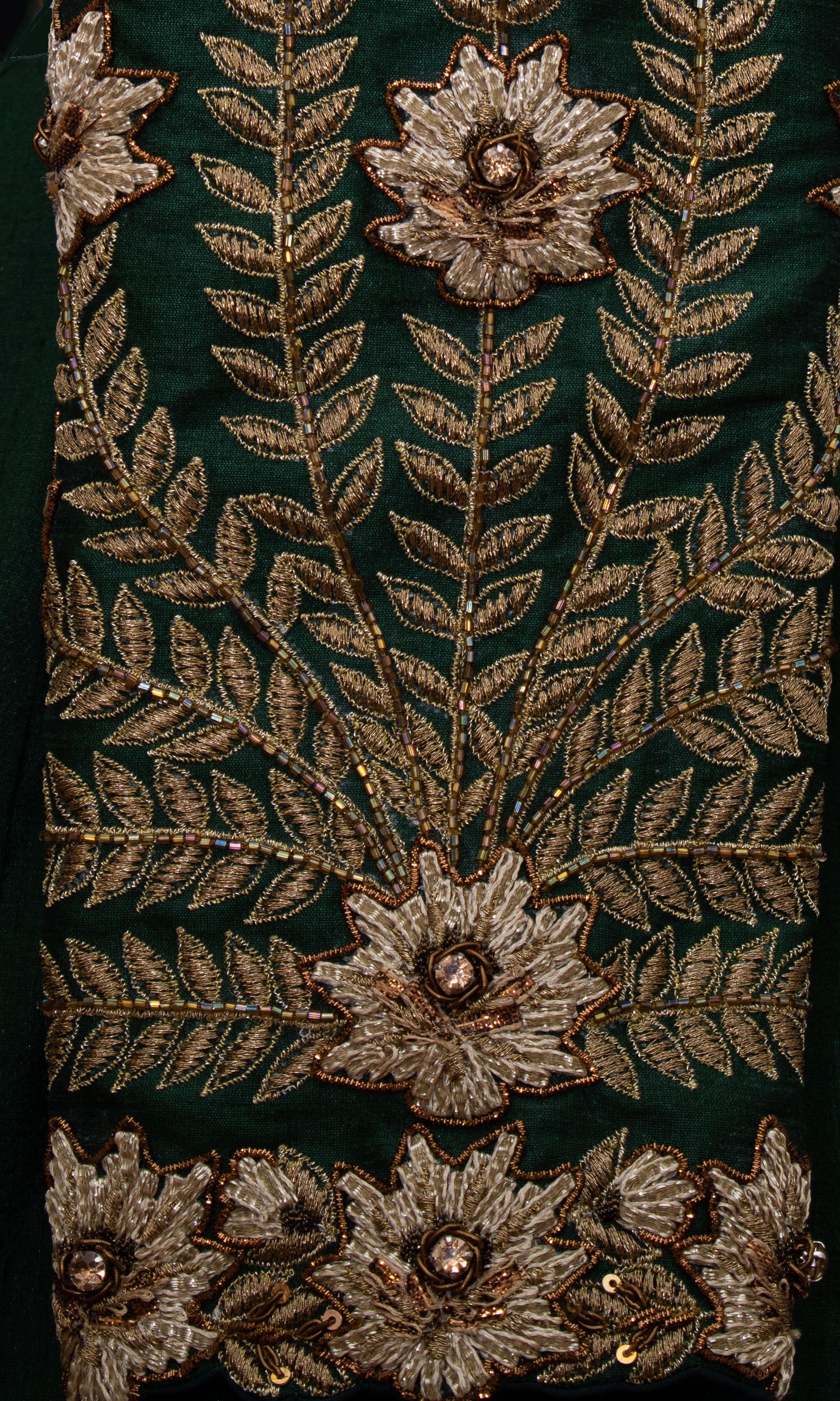 Green Silk Lehenga Choli with Heavy Embroidery - Image 3