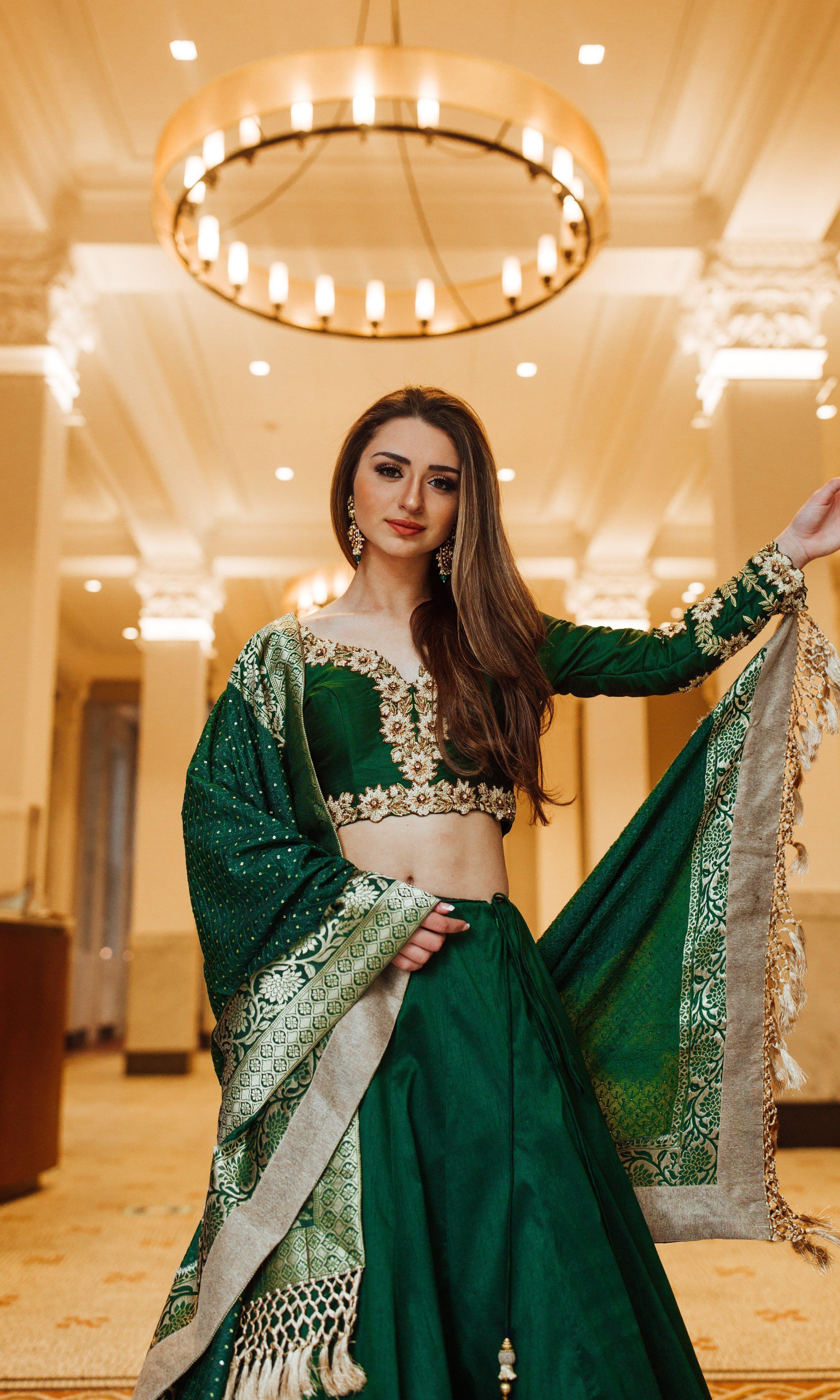 Green Silk Lehenga Choli with Heavy Embroidery - Image 5