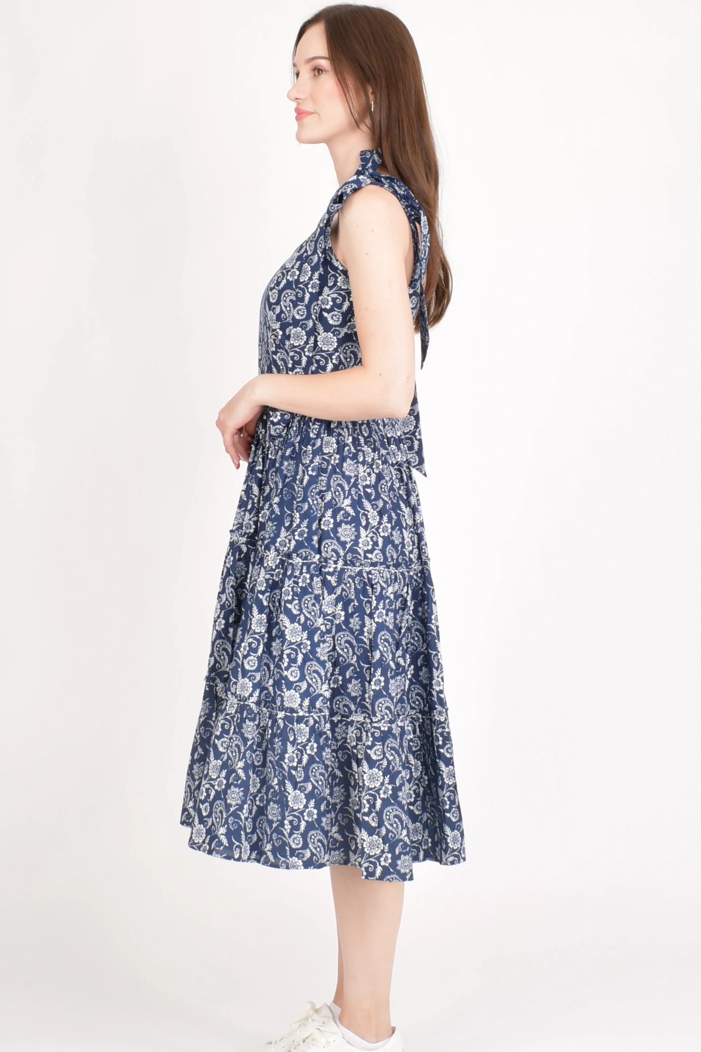 Mila Blue Tiered Midi Dress - Image 5