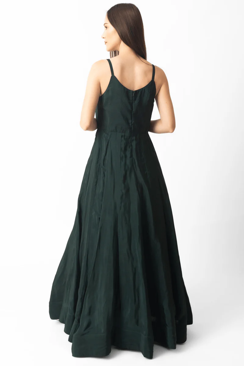 Green A-Line Long Dress - Image 2