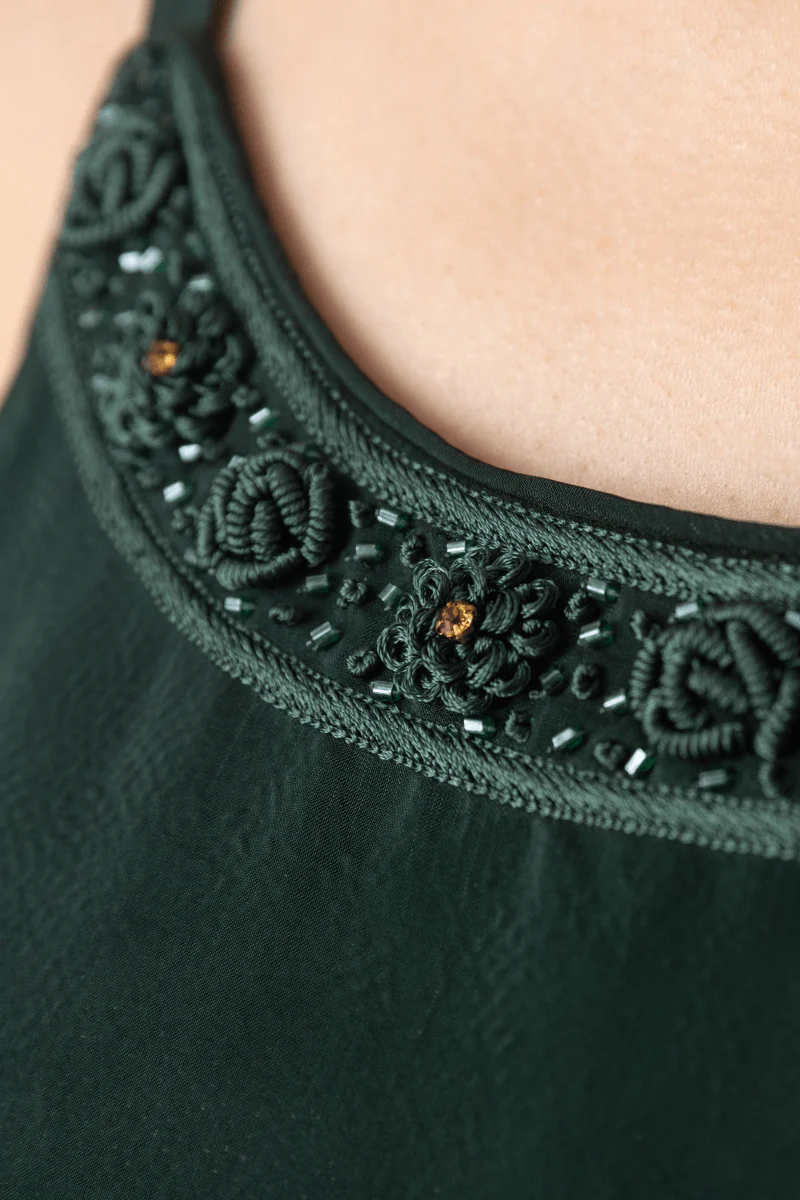 Green A-Line Long Dress - Image 5