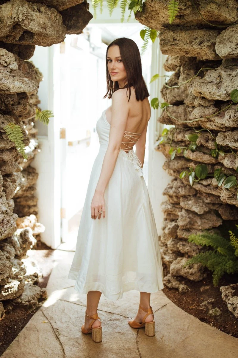 Midi Strapless Dress with Hand Embroidery - Image 2