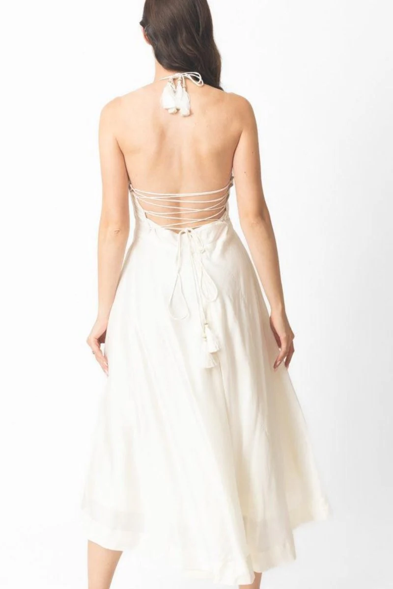 Midi Strapless Dress with Hand Embroidery - Image 6