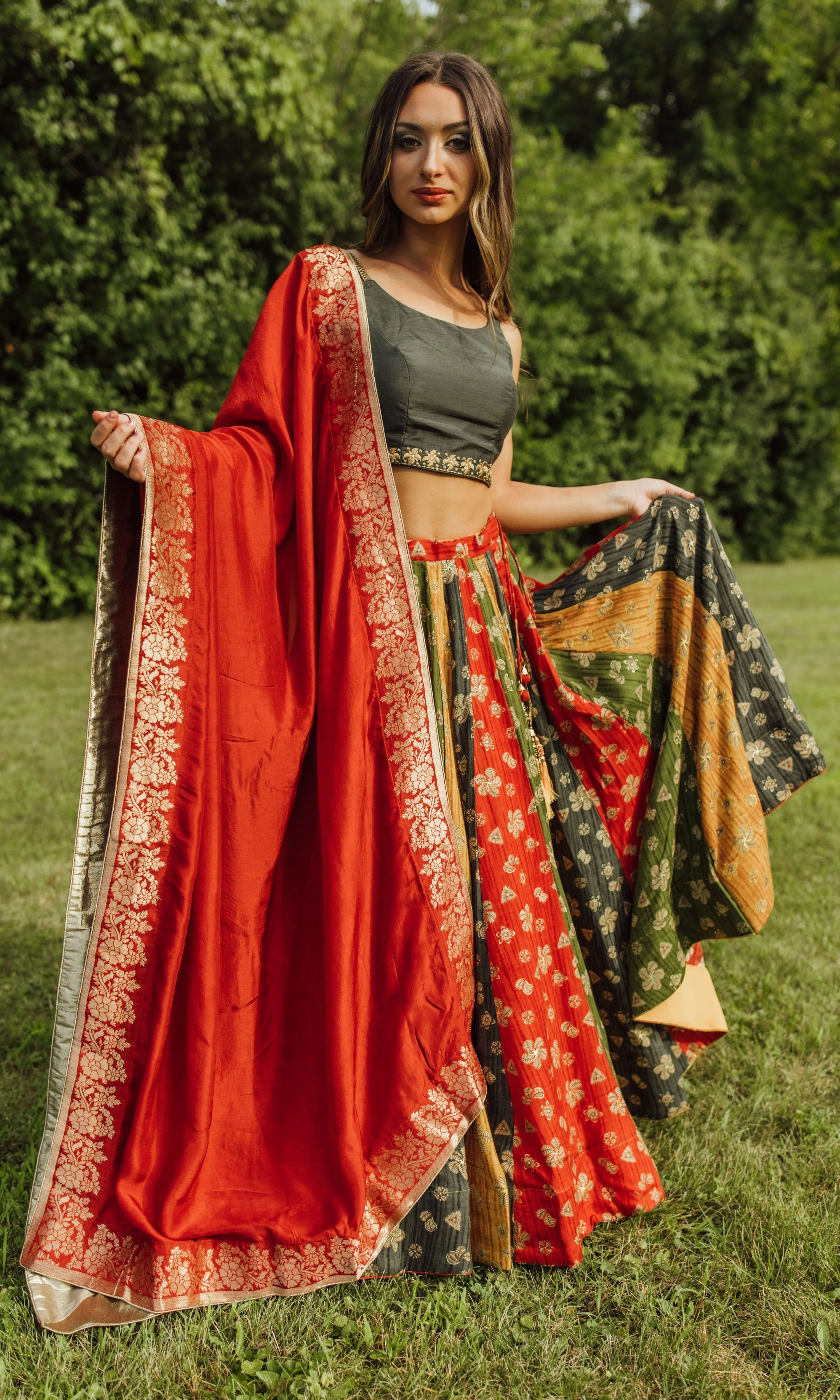 Zelie Silk Print Lehenga Choli - Image 4