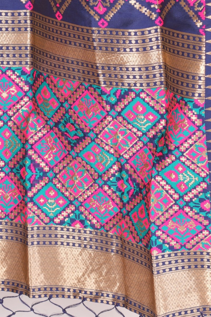 Multicolor Jacquard Dupatta With Tassels - Image 2
