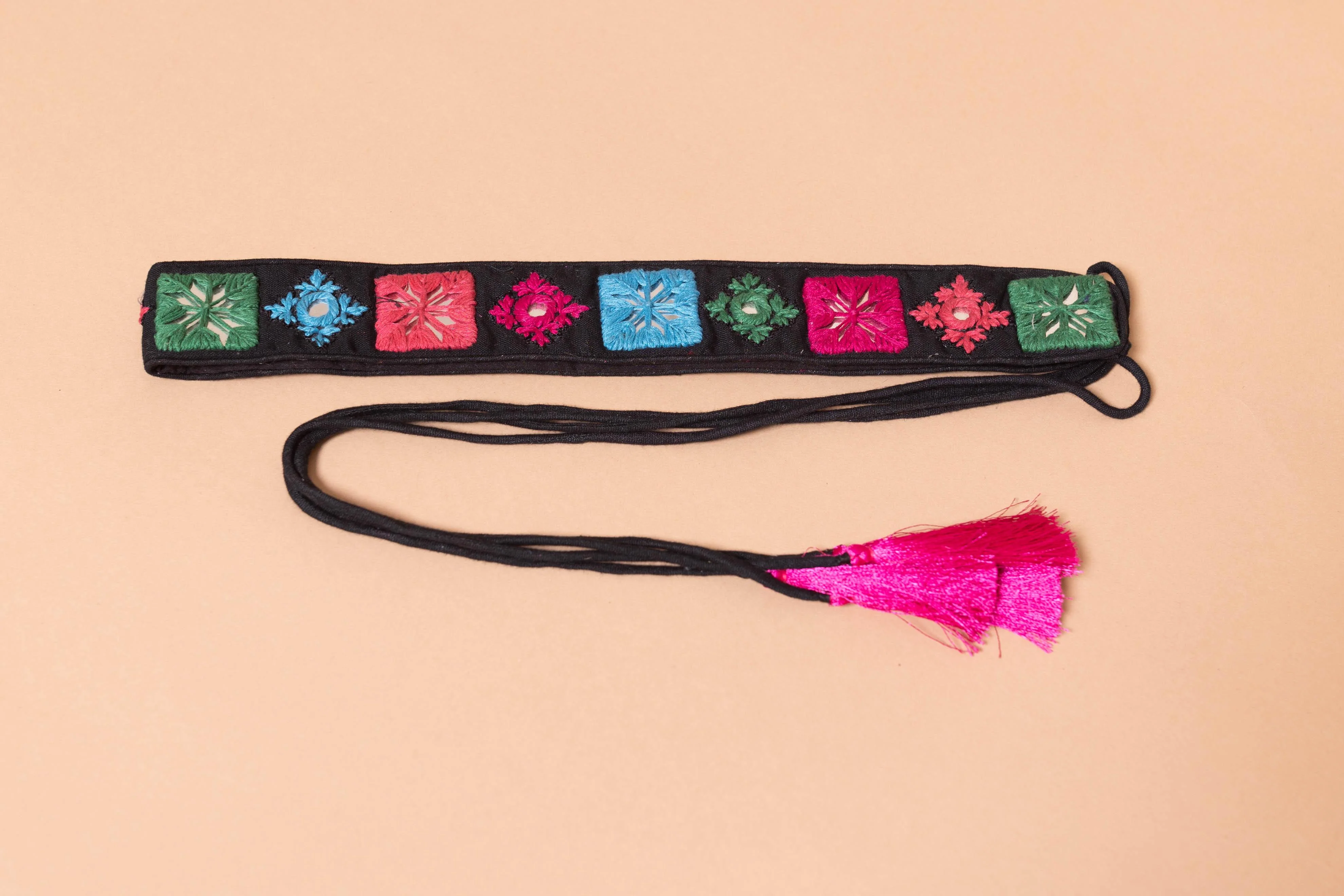 Multicolor Mirror Work Embroidered Kamarband | Indian Waist Belt - Image 2