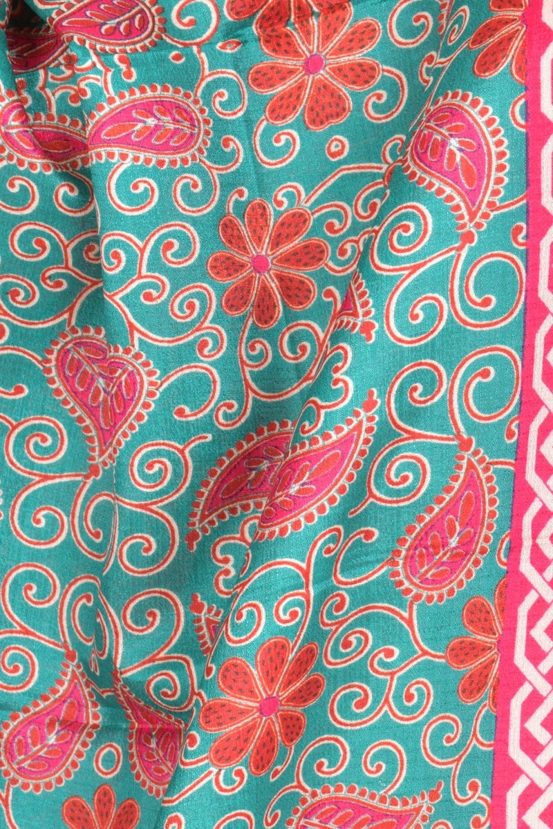 Multicolor Printed Cotton Silk Dupatta Scarf With Tassels - Image 2