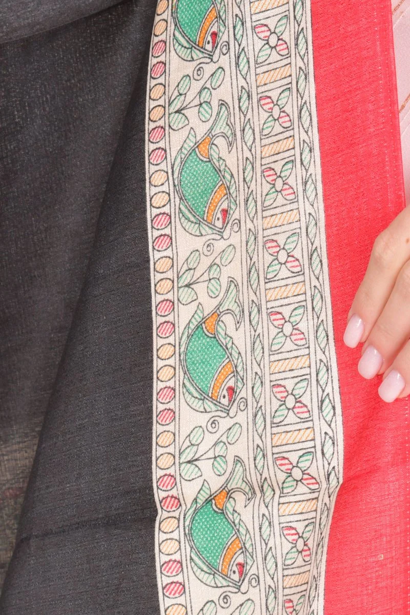 Multicolor Printed Cotton Silk Dupatta With Tassels - Image 3