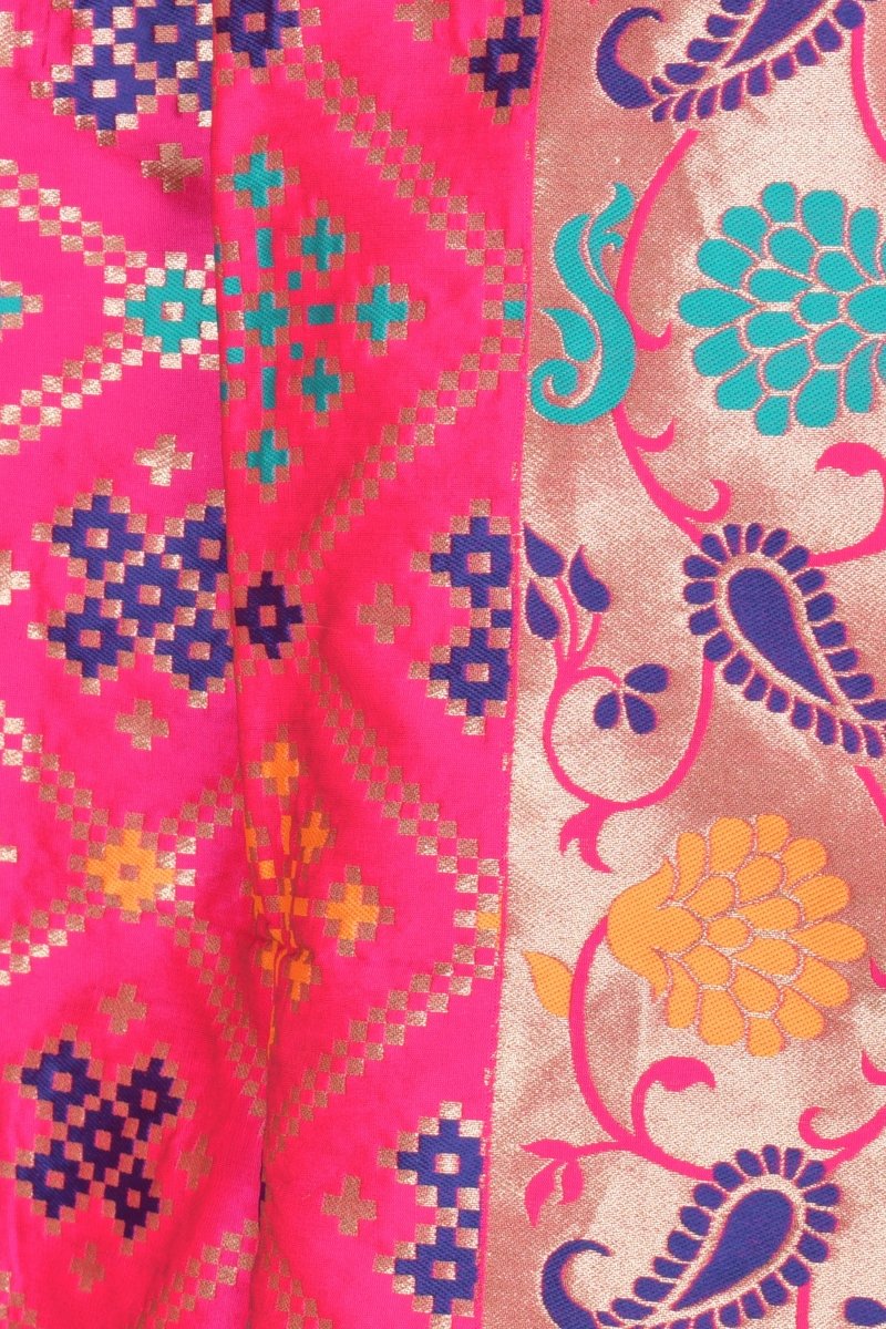Multicolor Silk Jacquard Dupatta With Hangings - Image 3