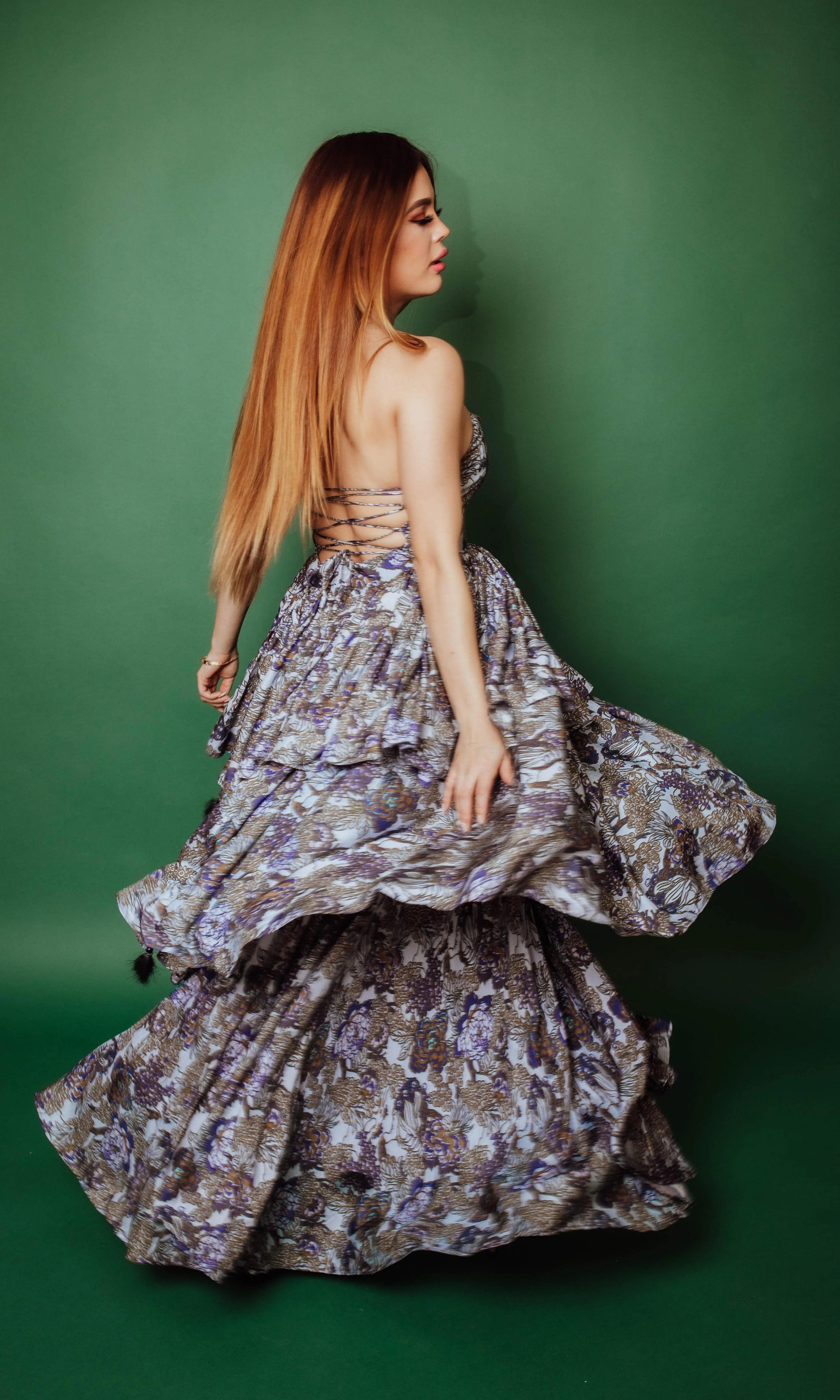 Tiered Floral Convertible Long Dress - Image 2