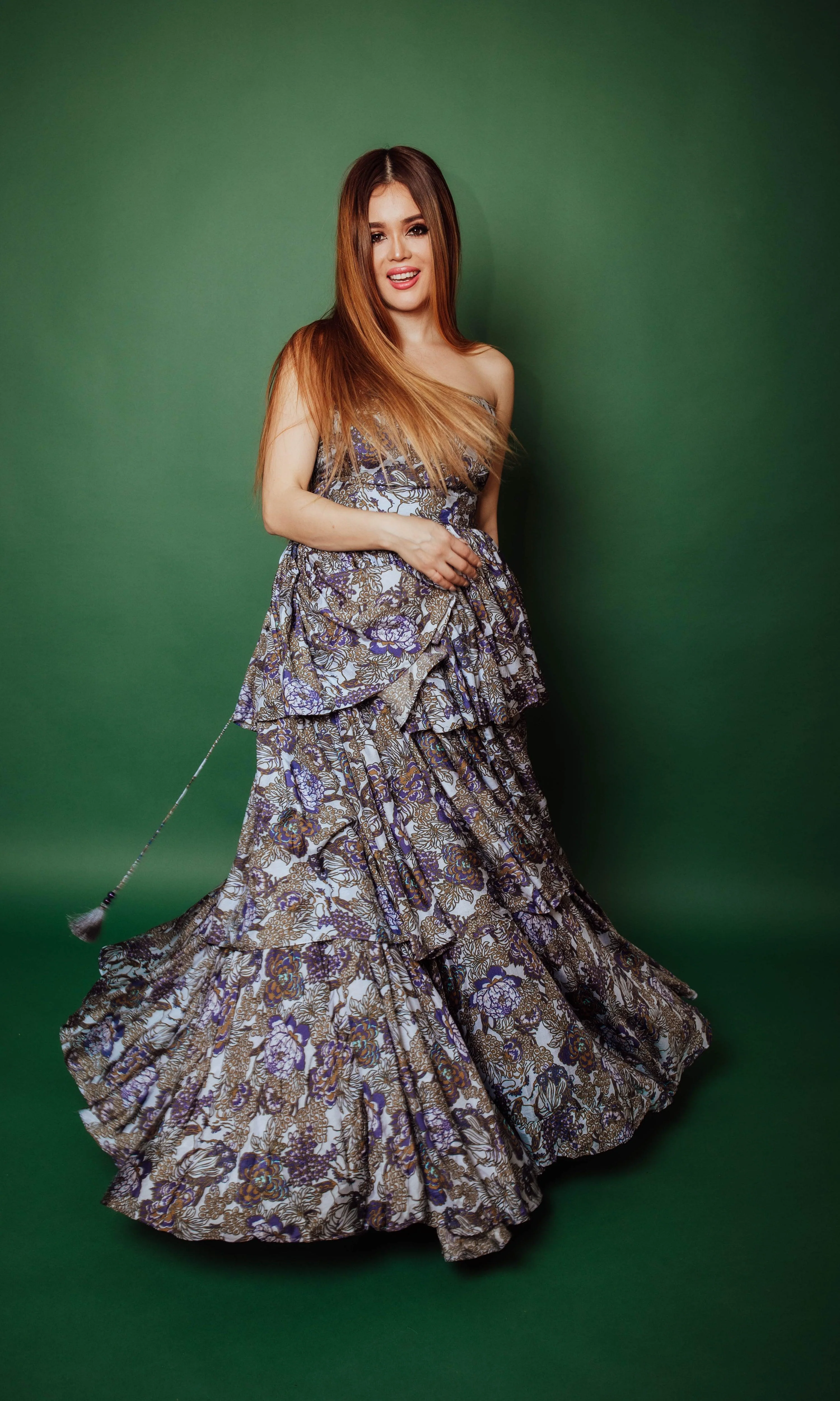 Tiered Floral Convertible Long Dress - Image 5