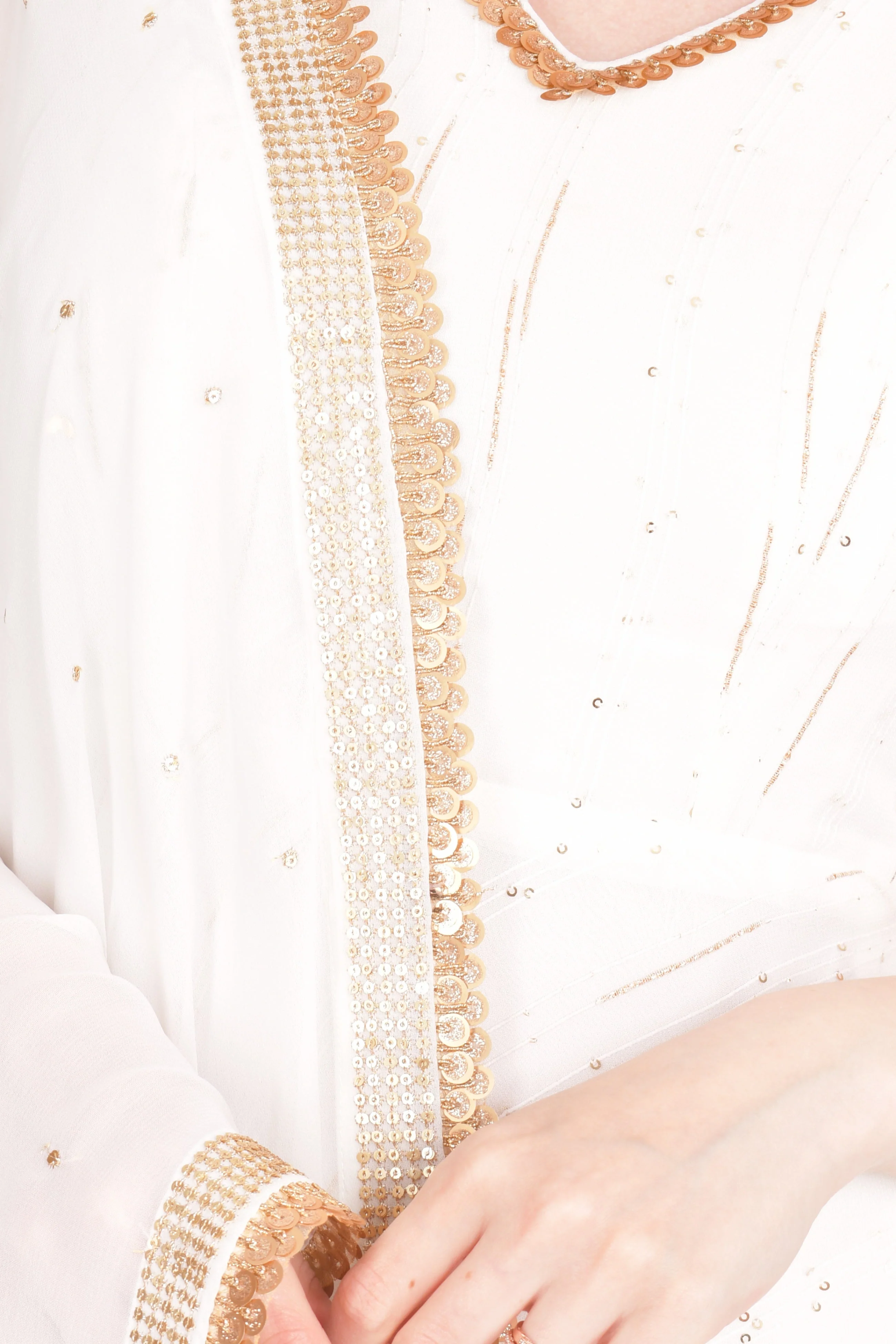 Olivia White Salwar Kameez with Sequins Embroidery - Image 3