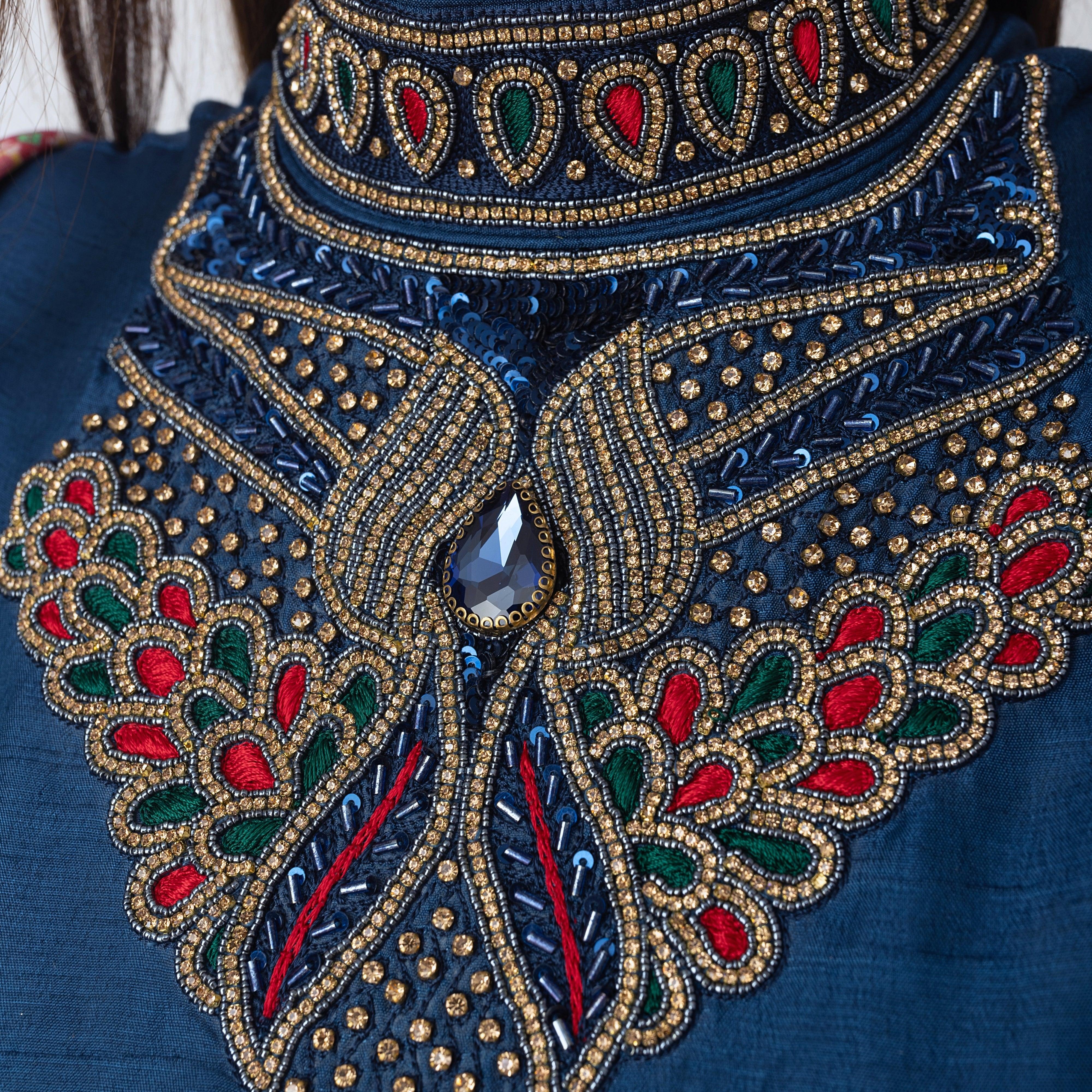 Gown with Hand Embroidery and Patola Print - Image 5