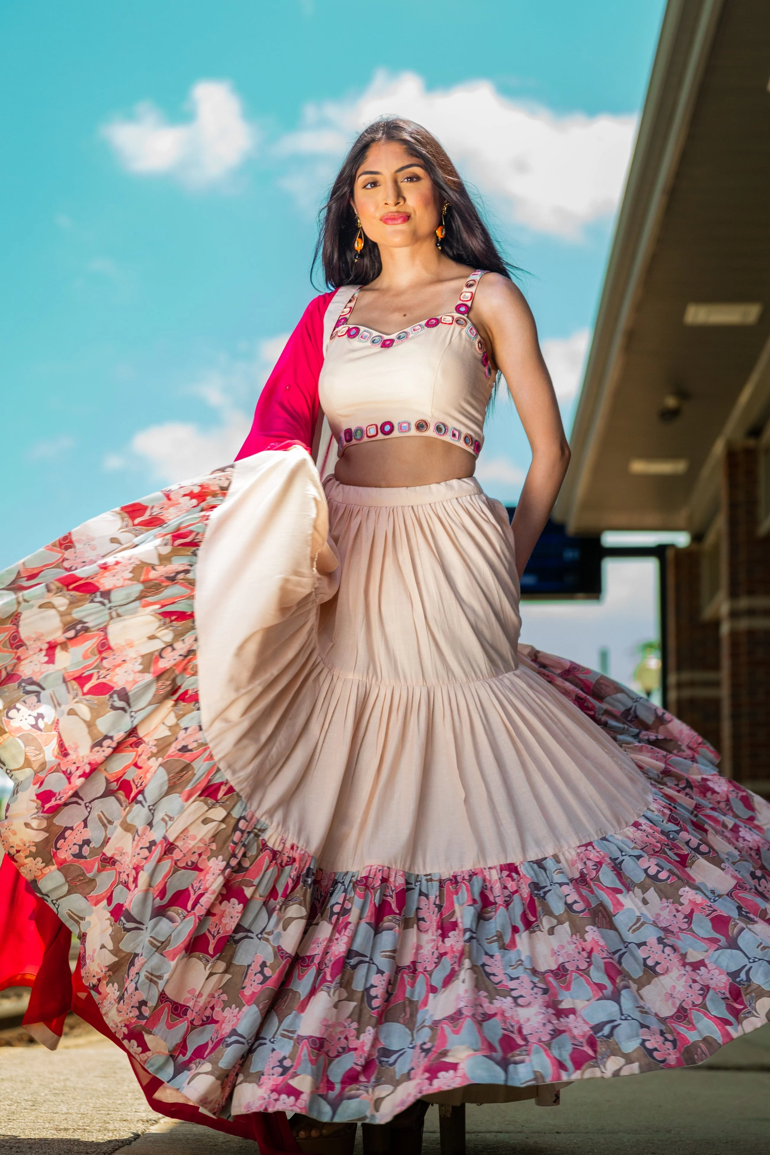 Peach Tiered Chaniya Choli - Image 5