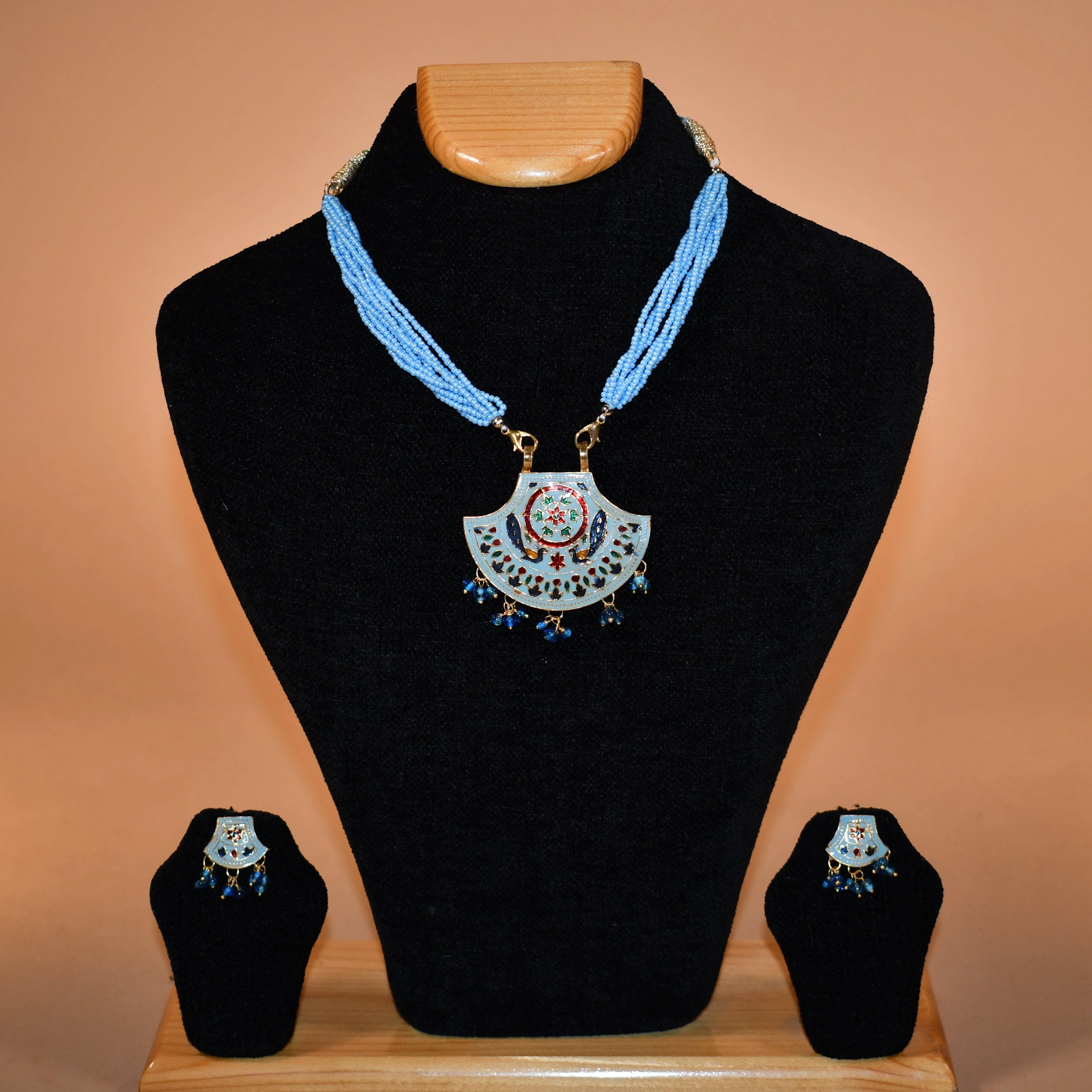 Light Blue Necklace with Earrings
