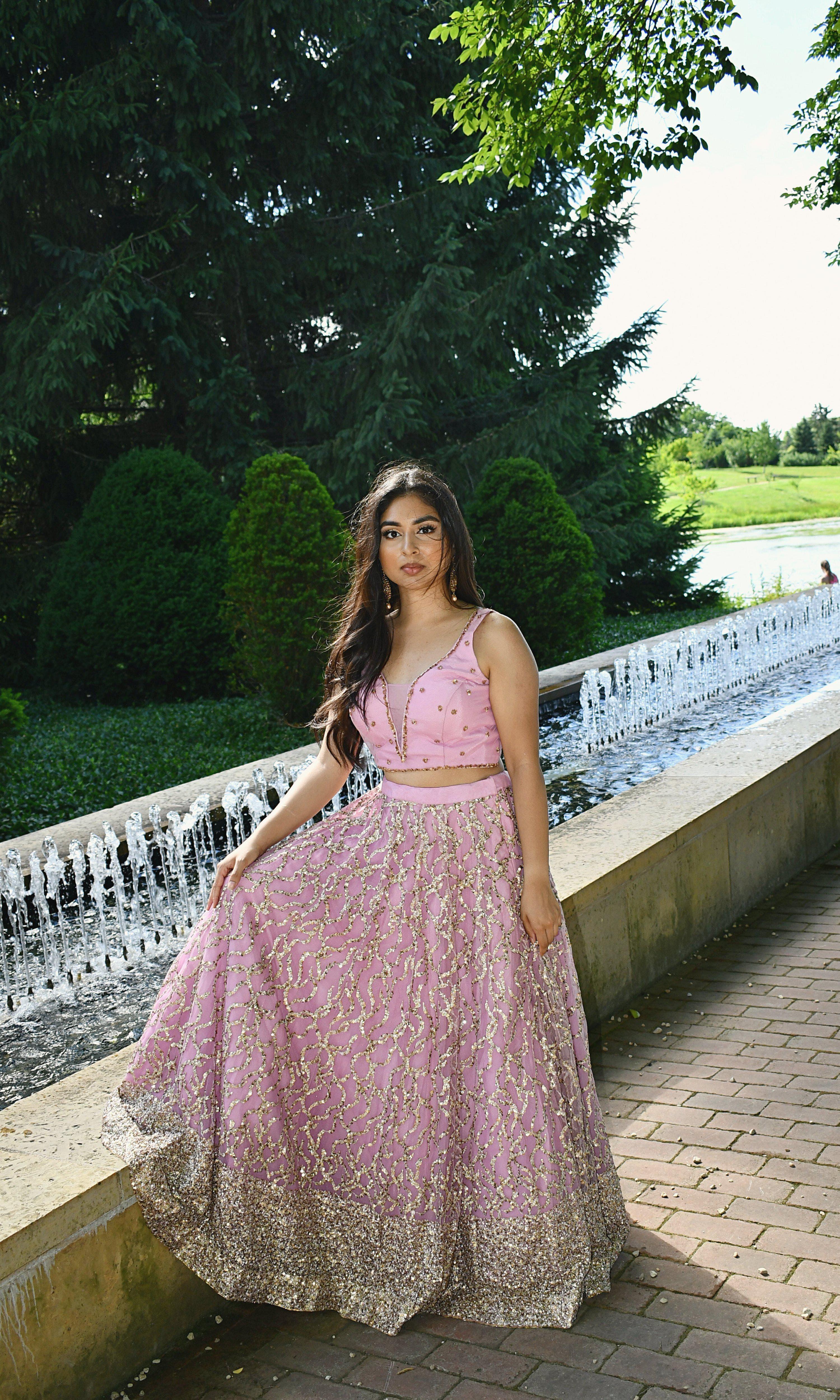 Pink Sequins Lehenga Choli — Lightweight Net & Silk Wedding Wear USA - Image 3