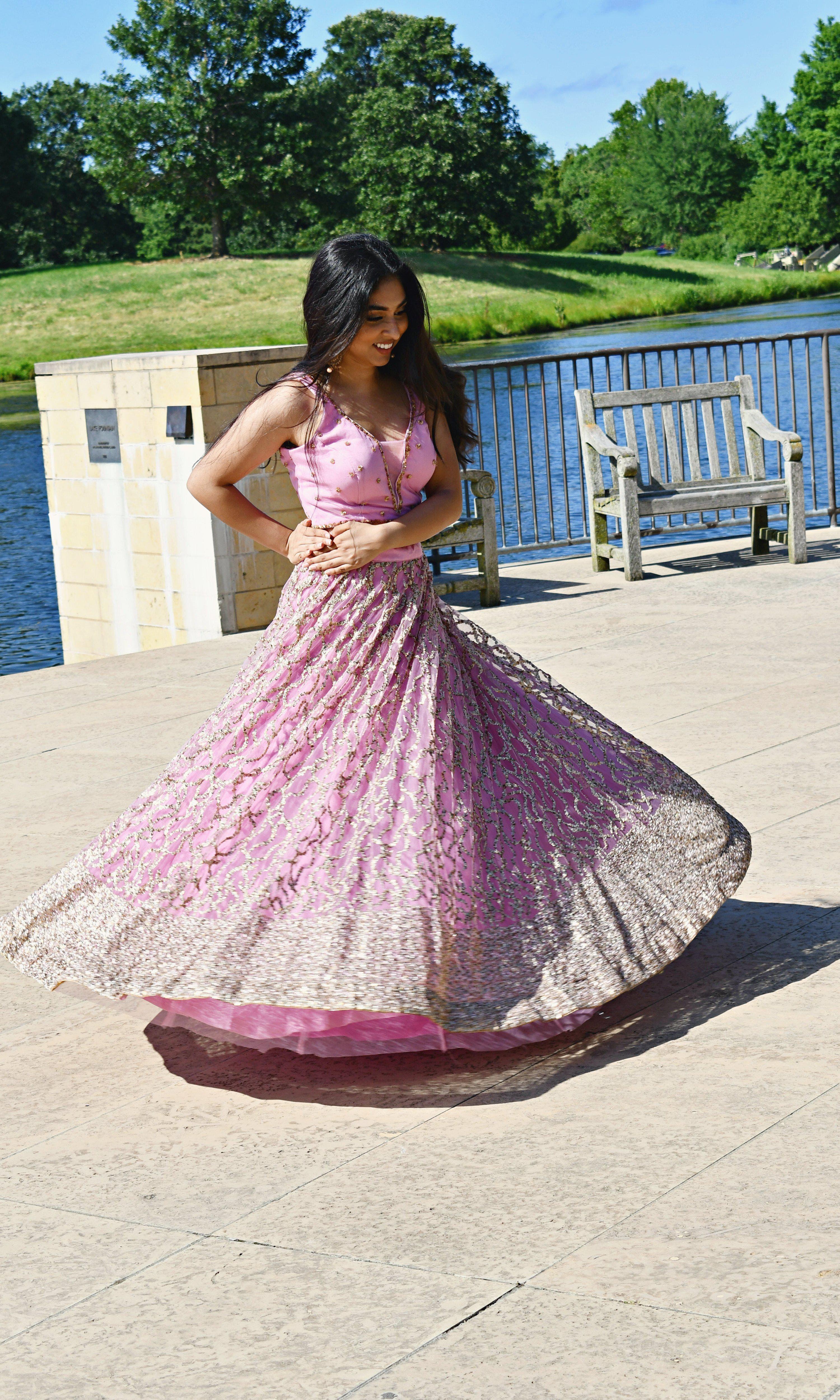 Pink Sequins Lehenga Choli — Lightweight Net & Silk Wedding Wear USA - Image 4
