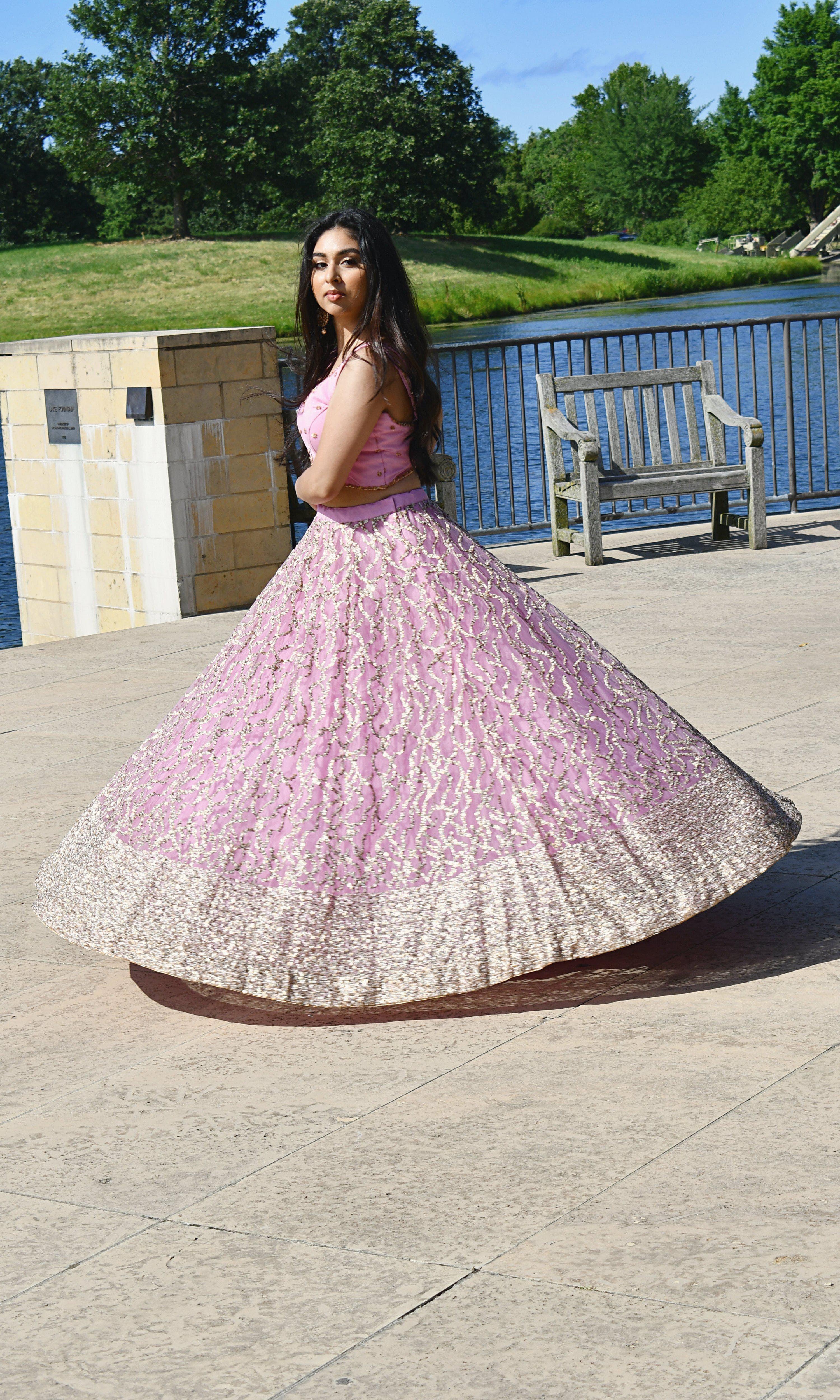 Pink Sequins Lehenga Choli — Lightweight Net & Silk Wedding Wear USA - Image 5