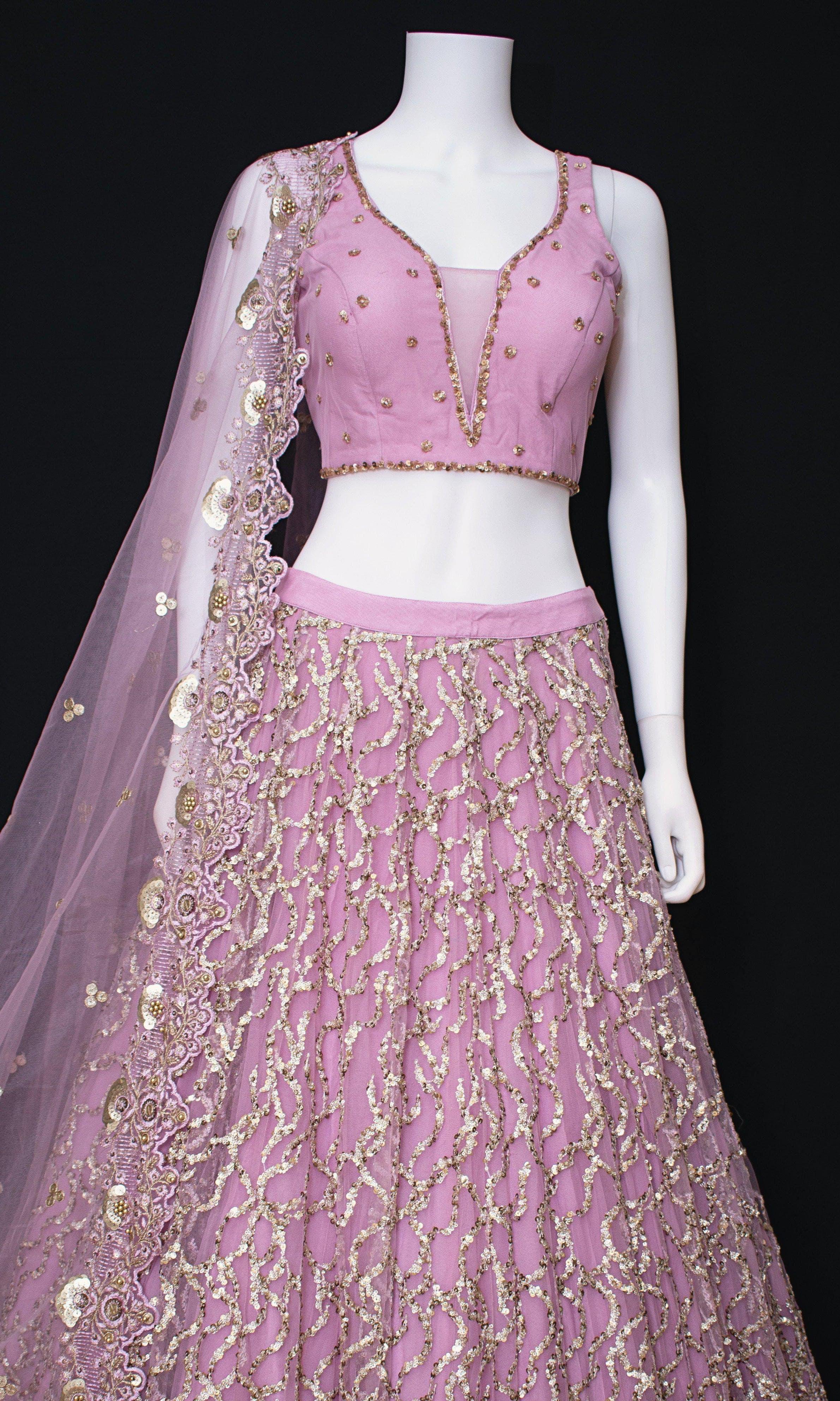 Pink Sequins Lehenga Choli — Lightweight Net & Silk Wedding Wear USA - Image 7