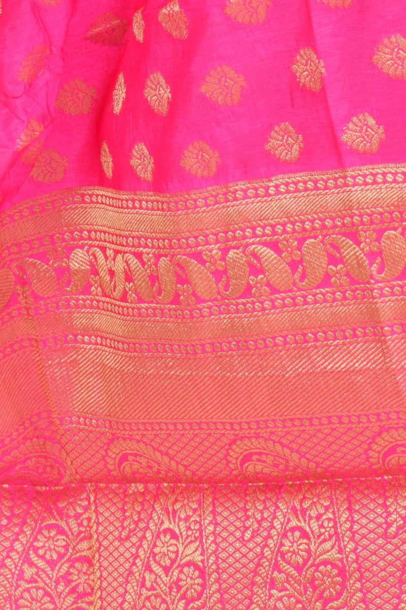 Pink Silk Jacquard Dupatta With Hangings - Image 2