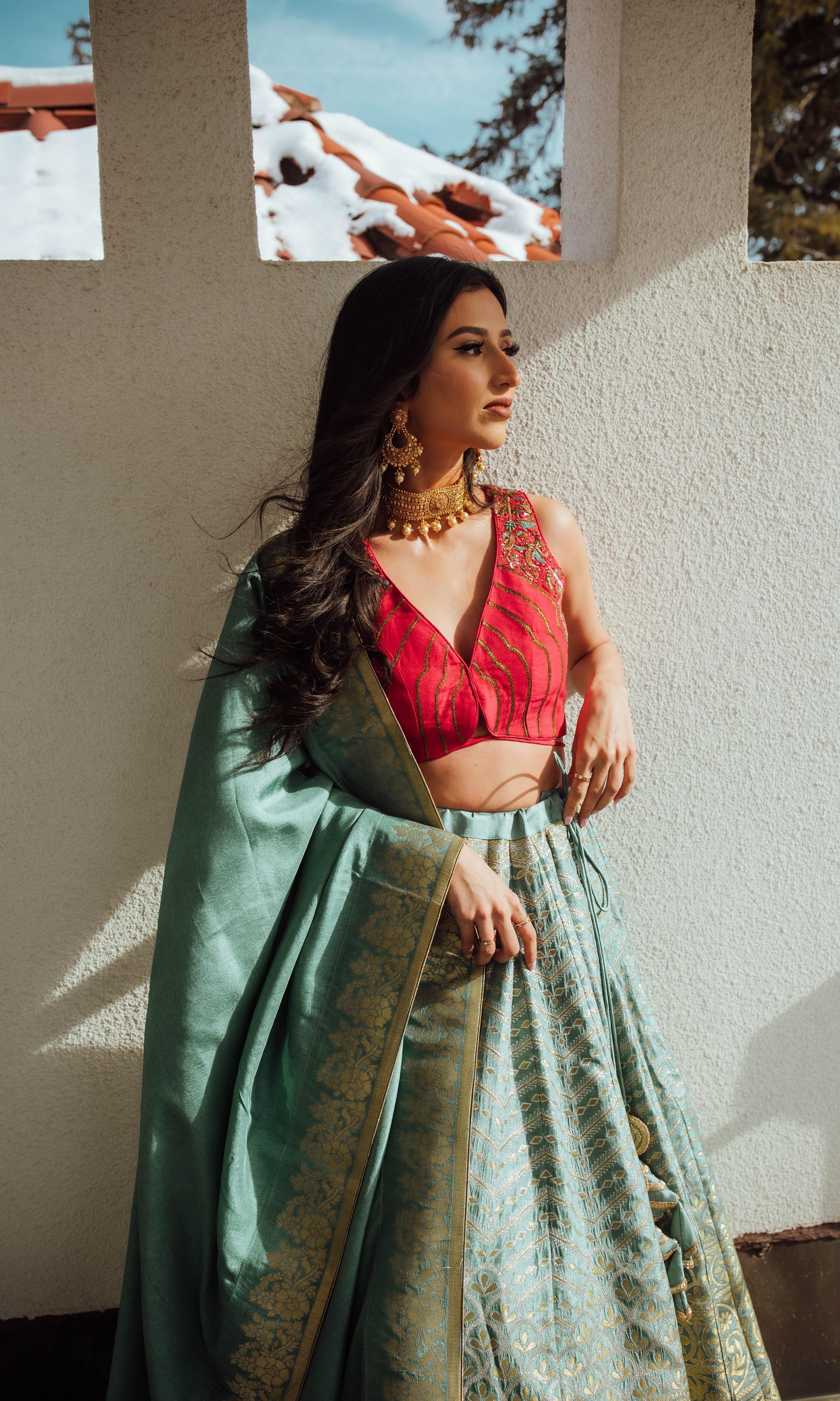 Pista Banarasi Lehenga Set - Image 8
