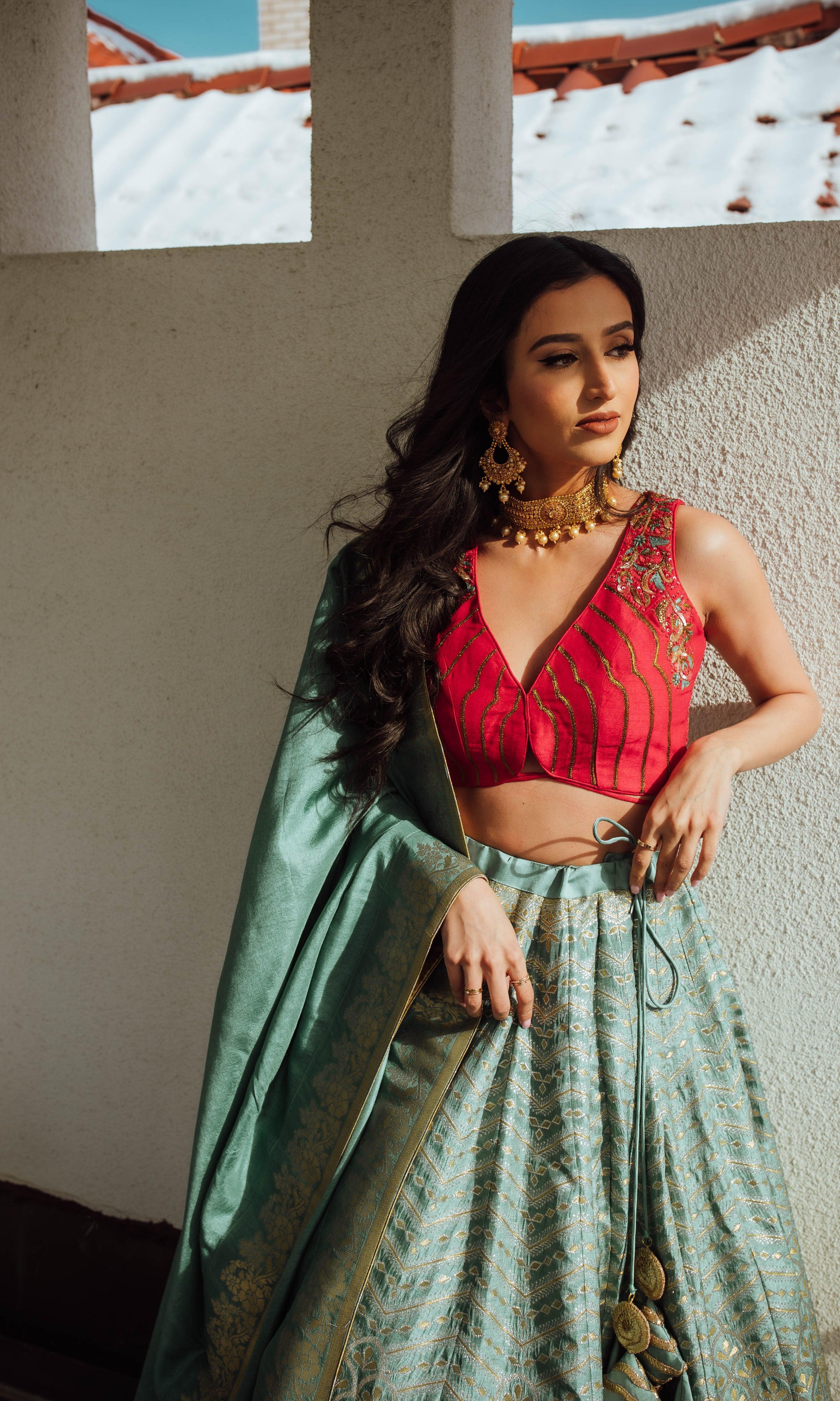 Pista Banarasi Lehenga Set - Image 9