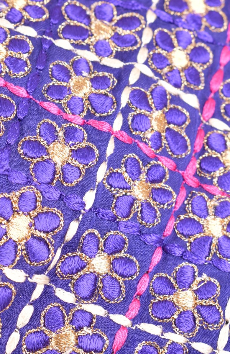 Purple Floral Print Lehenga Choli With Embroidered Blouse & Dupatta - Image 3