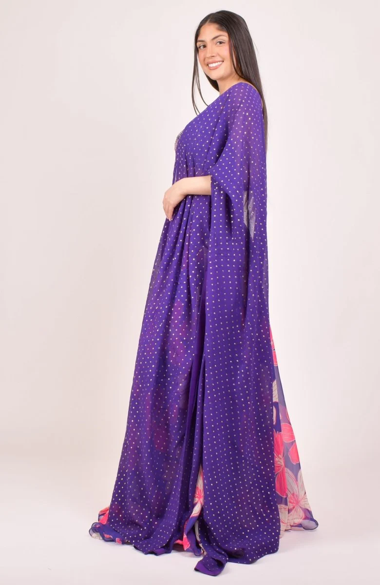 Purple Floral Print Lehenga Choli With Embroidered Blouse & Dupatta - Image 5