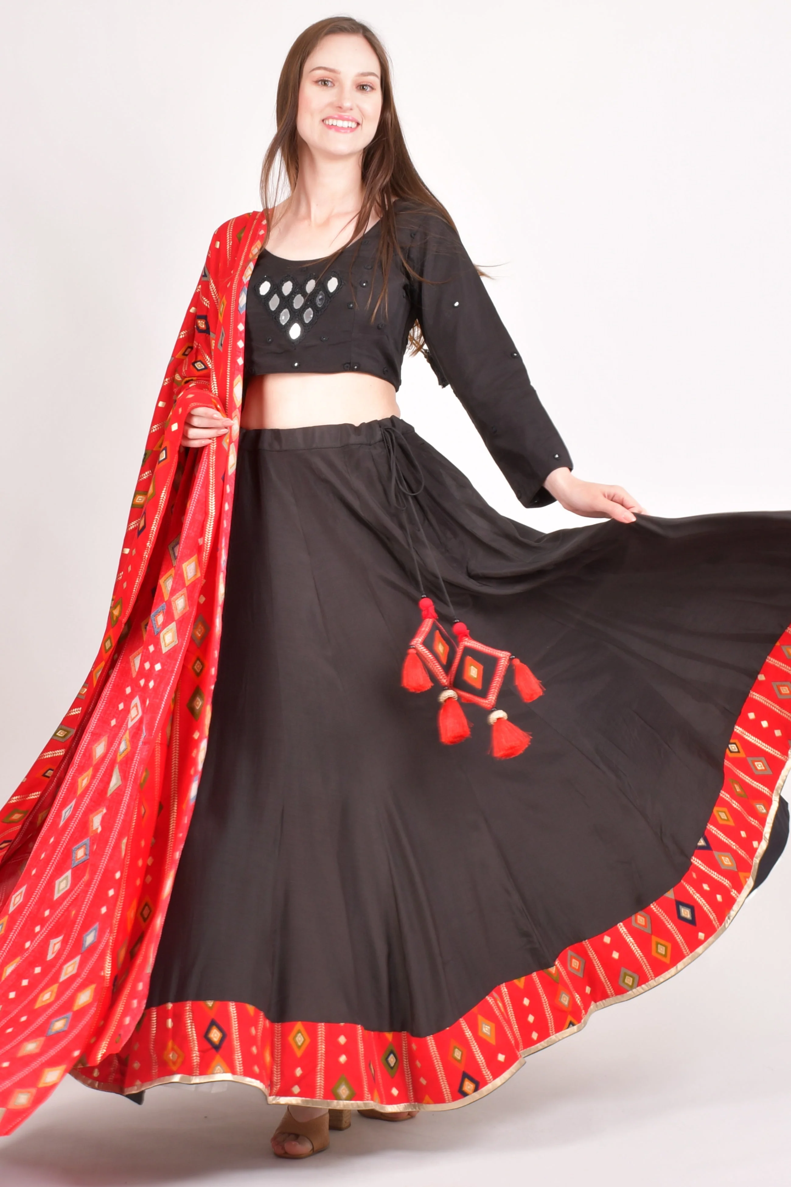 Red and Black Chaniya choli