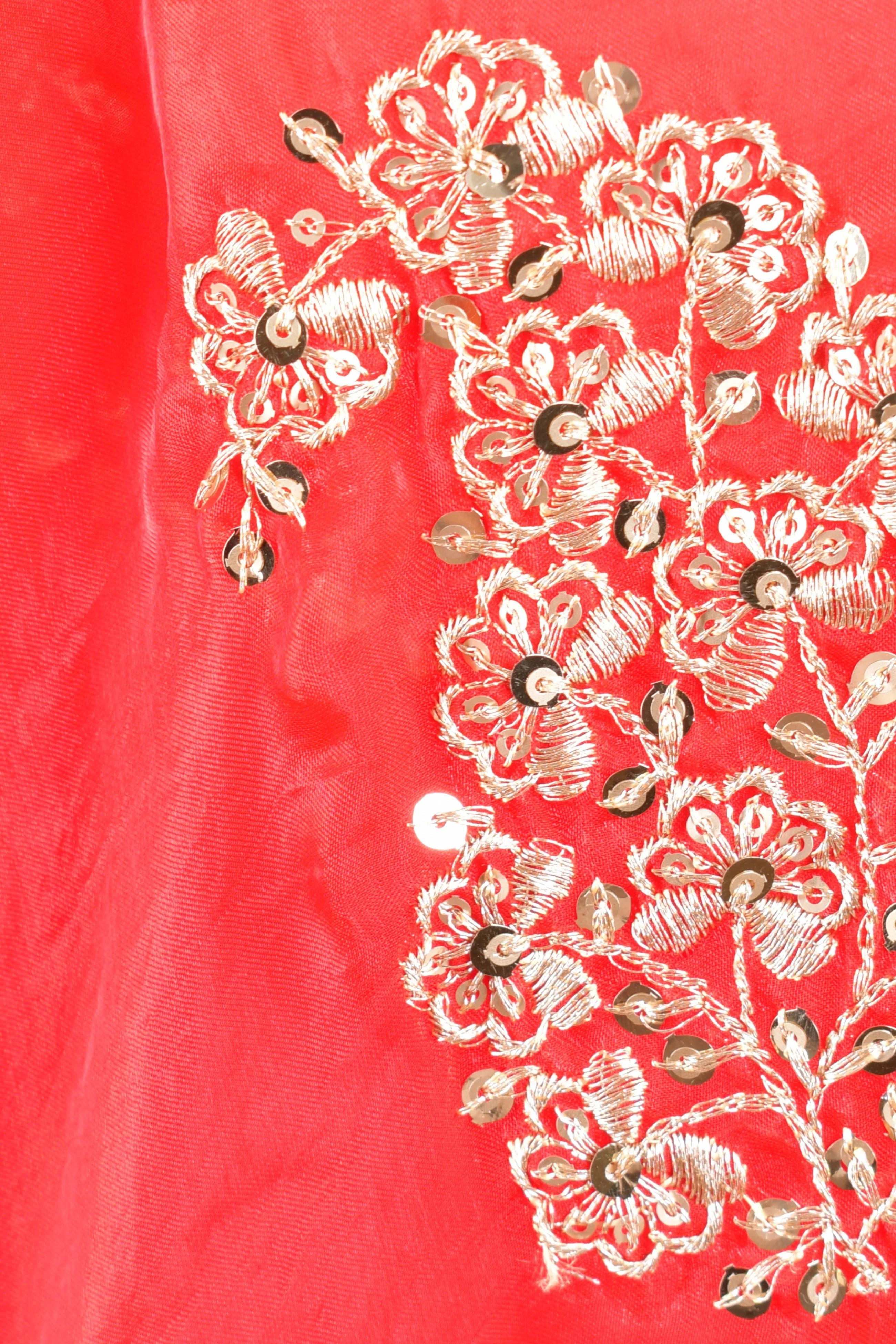 Red and Yellow Full Flare Chaniya Choli Set - Image 3