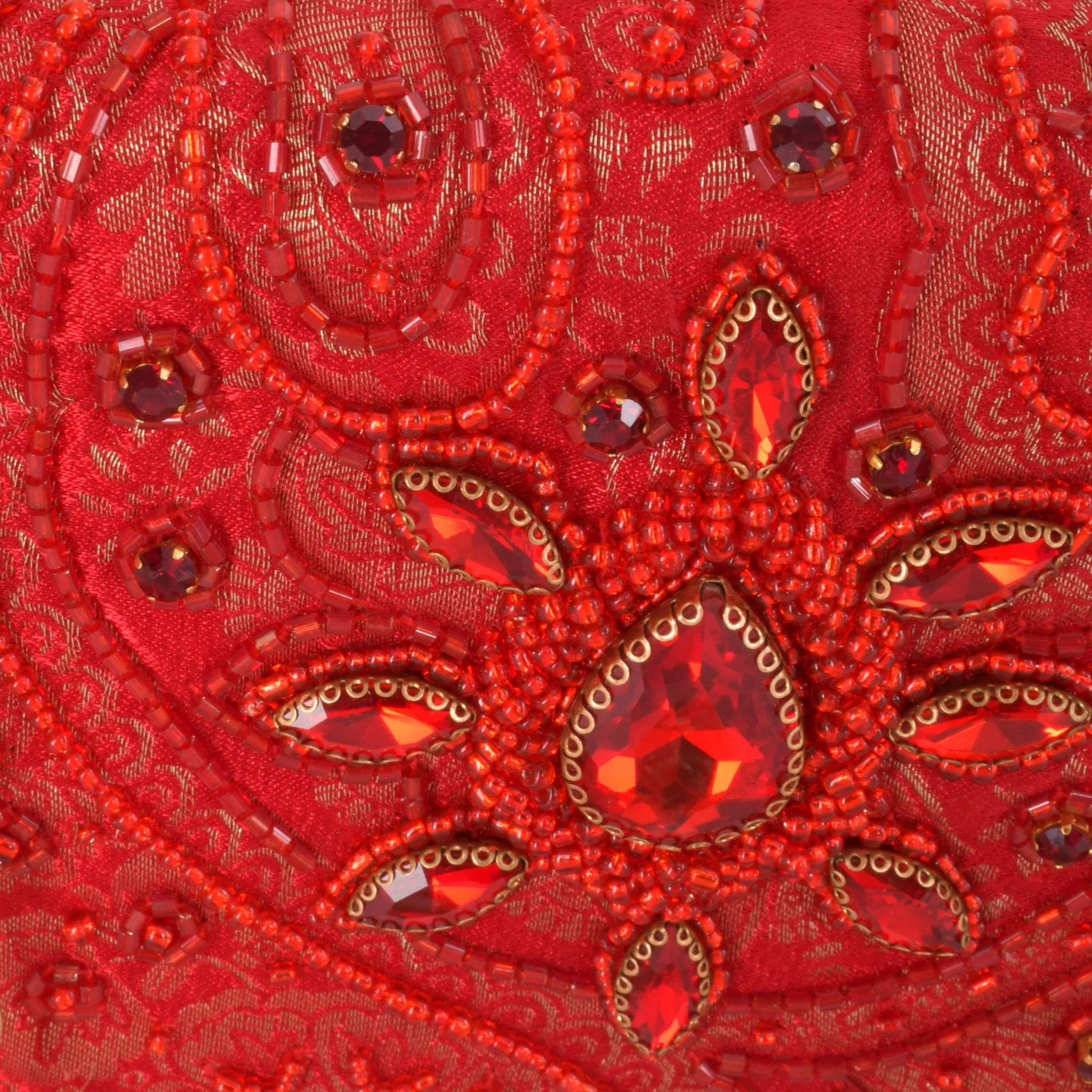 Cerise Hand Embroidered Pearl Red Clutch - Image 6